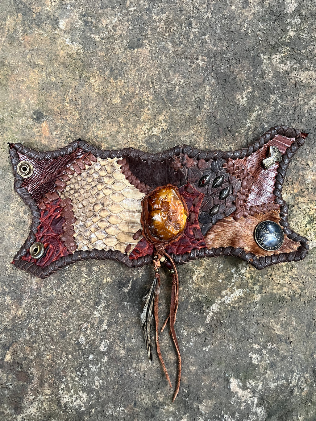 Primitive Amber Patchwork Bracelet