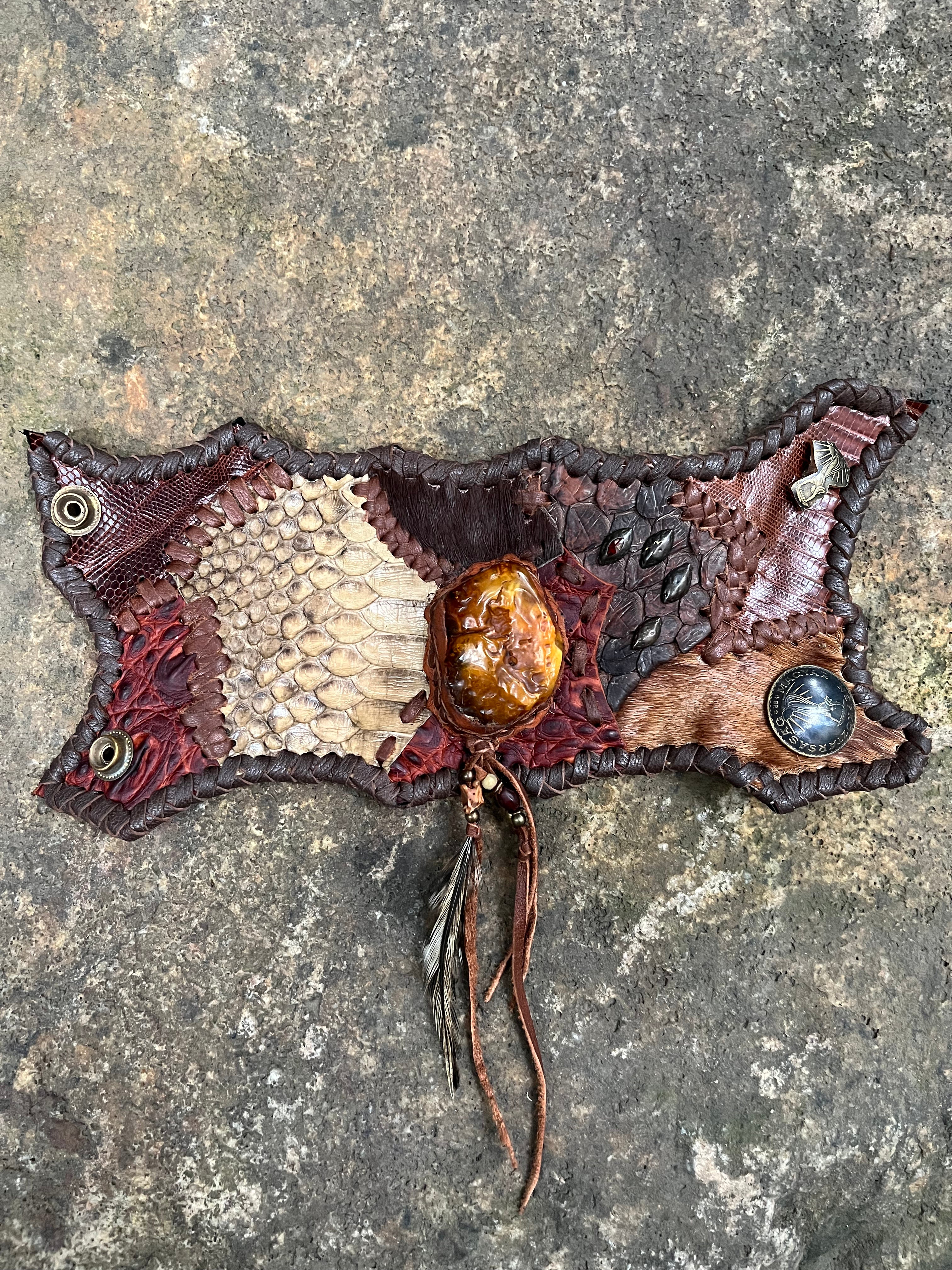 Primitive Amber Patchwork Bracelet