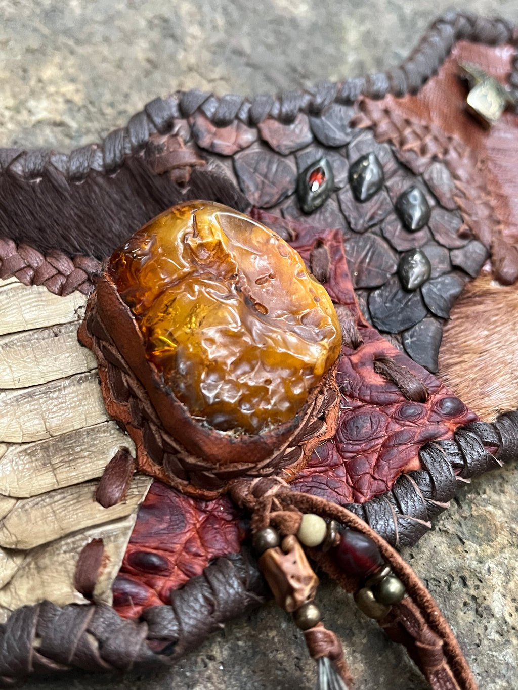 Primitive Amber Patchwork Bracelet