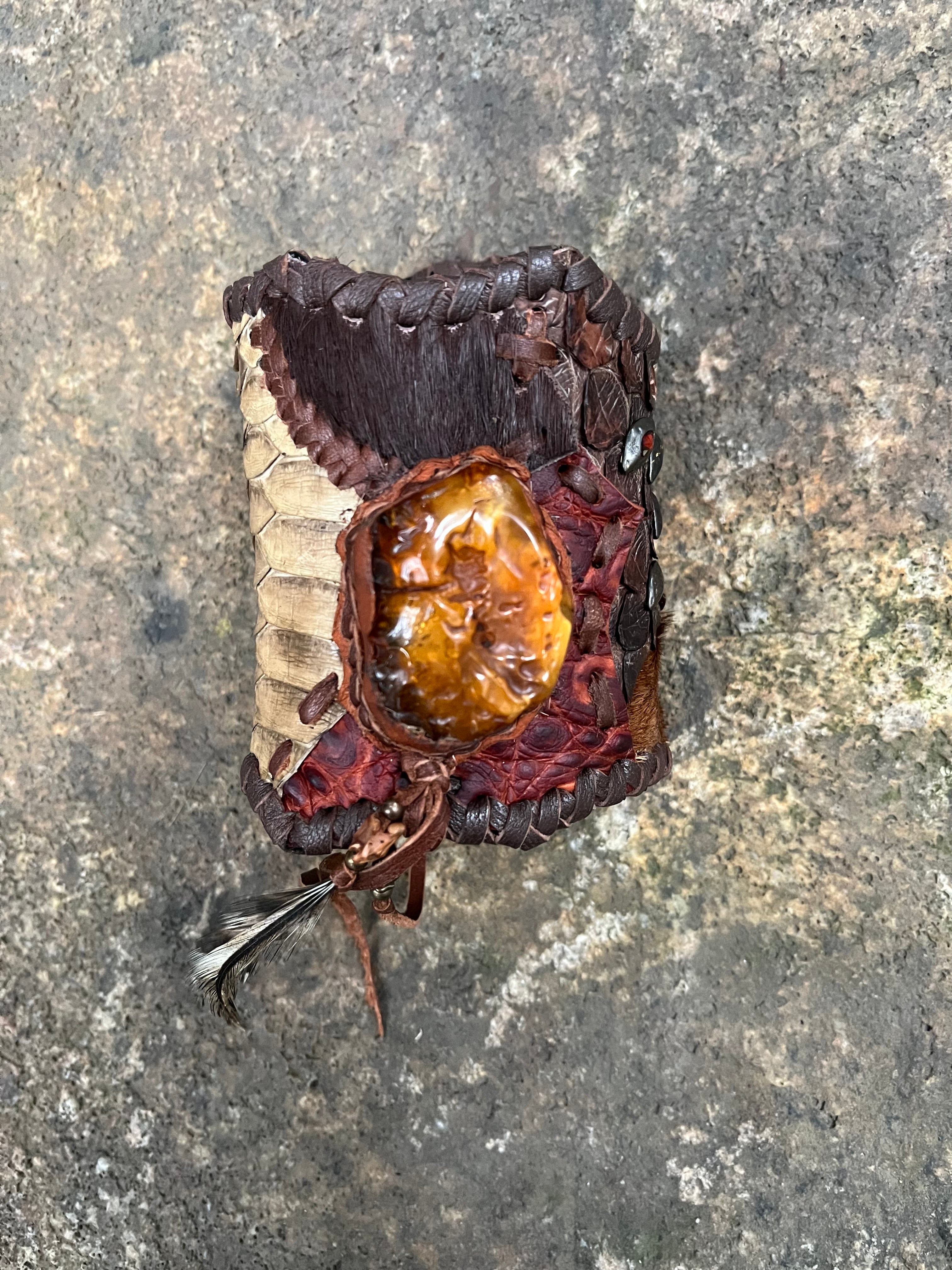 Primitive Amber Patchwork Bracelet