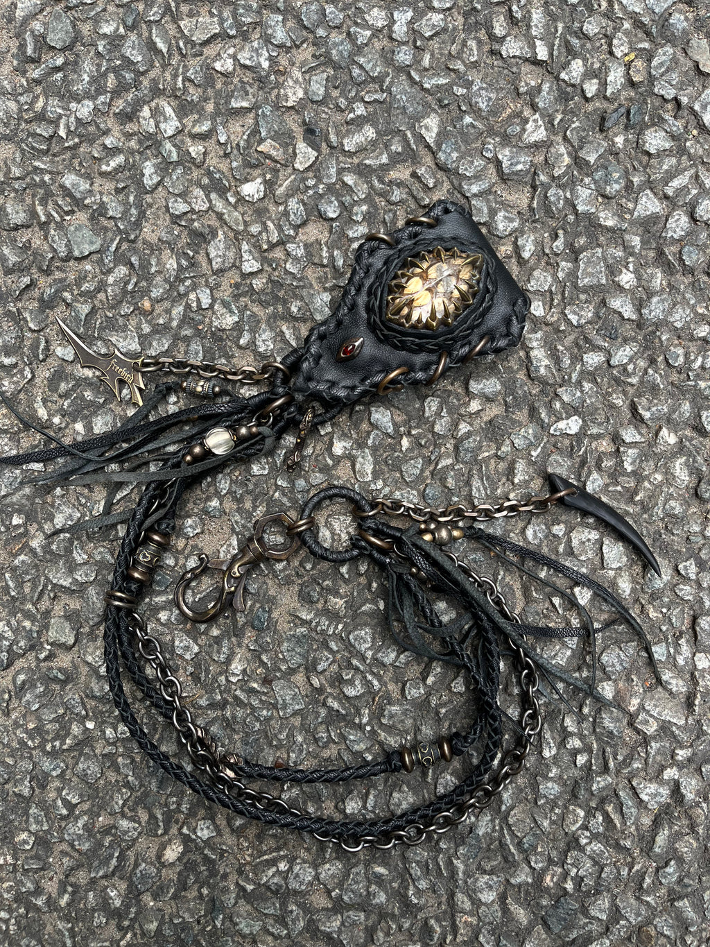 Smoky Quartz & Metal Claw inlays Wallet Chain[1-of-1]