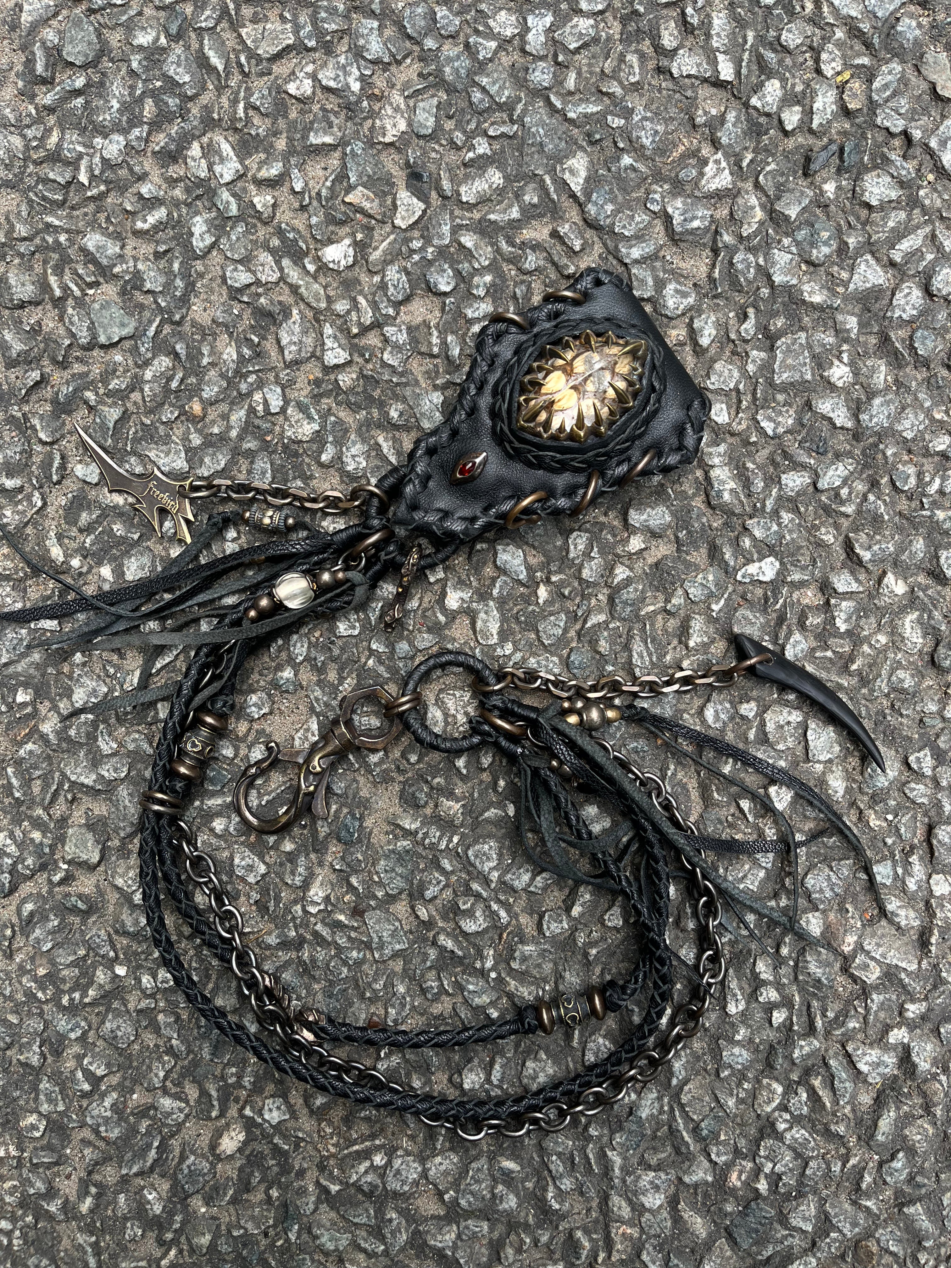 Smoky Quartz & Metal Claw inlays Wallet Chain[1-of-1]