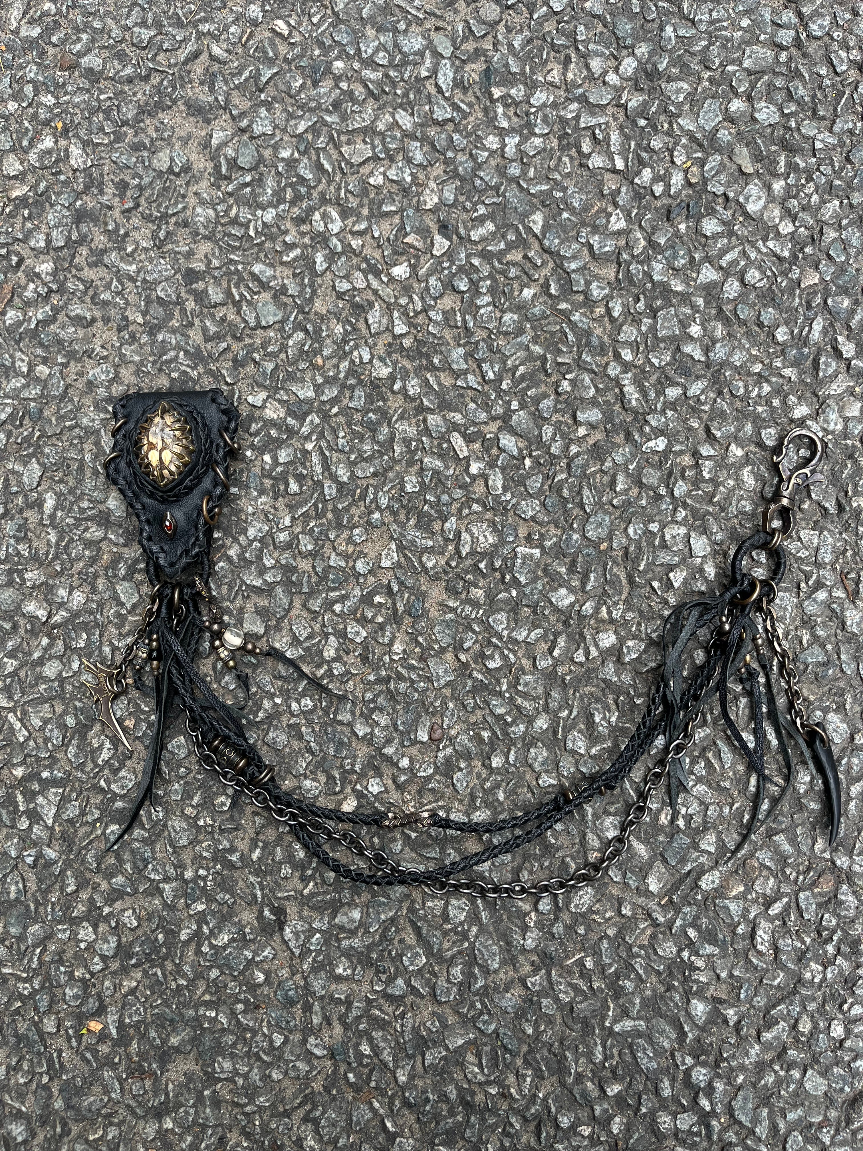 Smoky Quartz & Metal Claw inlays Wallet Chain[1-of-1]