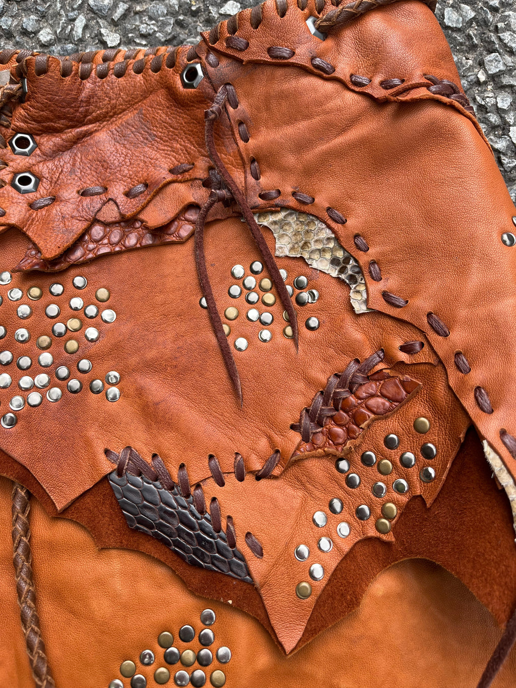 Tribal Totem Patchwork Leather Skirt  [1-of-1]