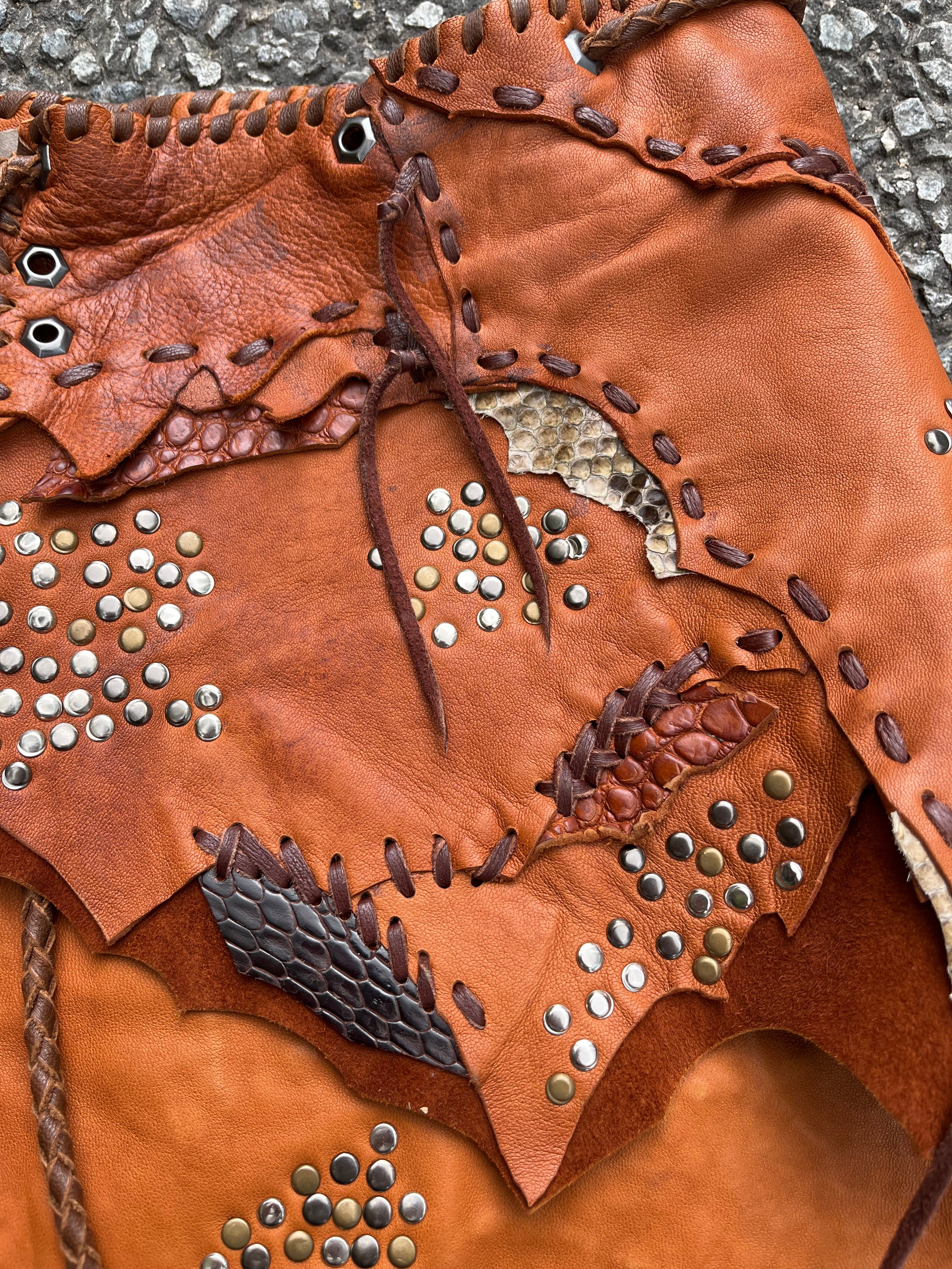 Tribal Totem Patchwork Leather Skirt  [1-of-1]