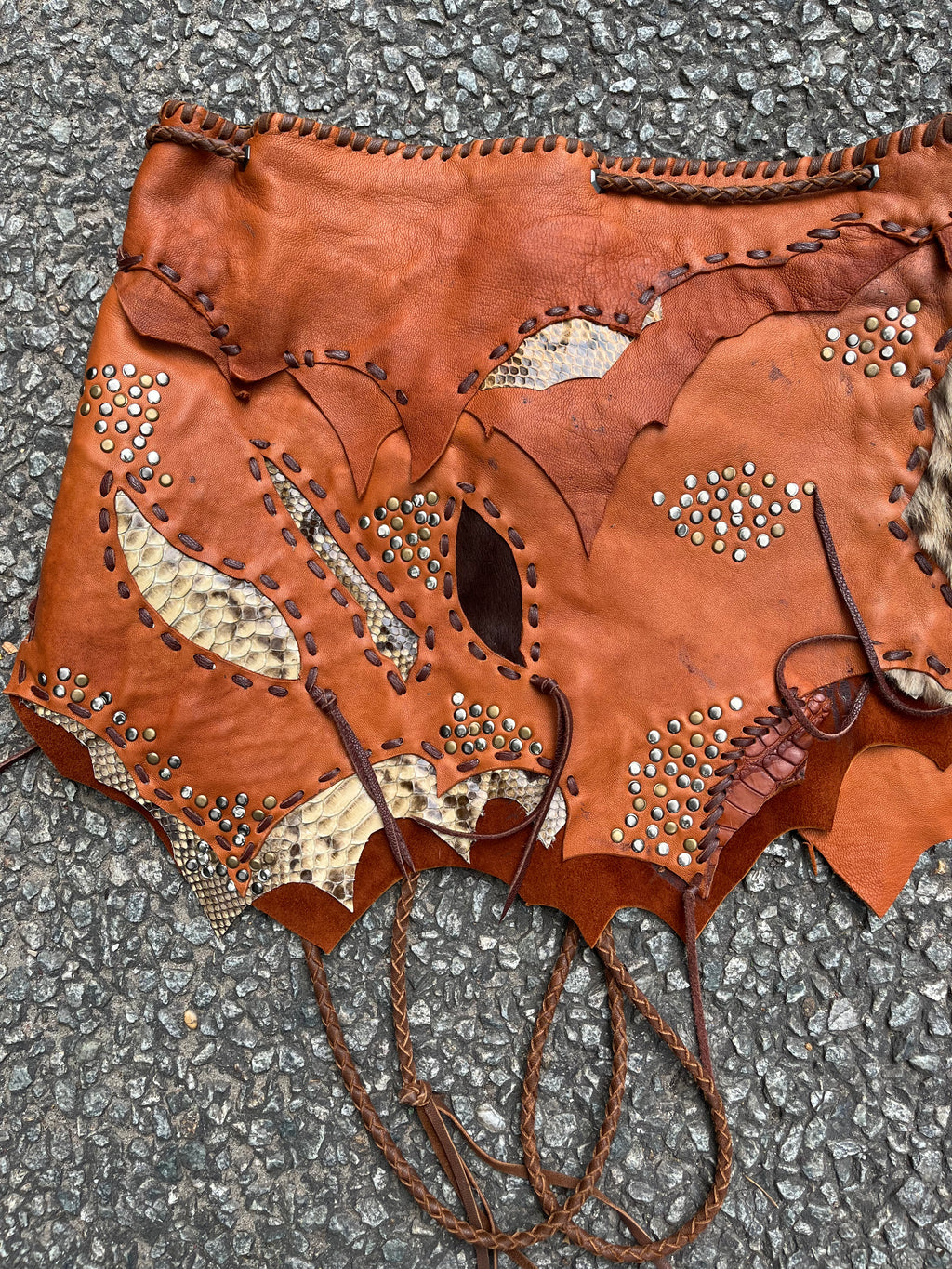 Tribal Totem Patchwork Leather Skirt  [1-of-1]