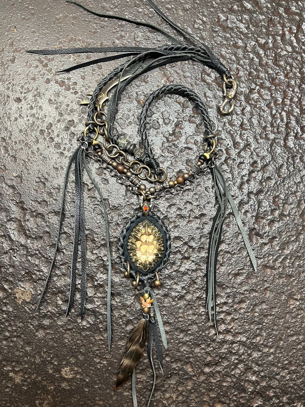 Smoky Quartz & Metal Claw Inlays Necklace [1-of-1]