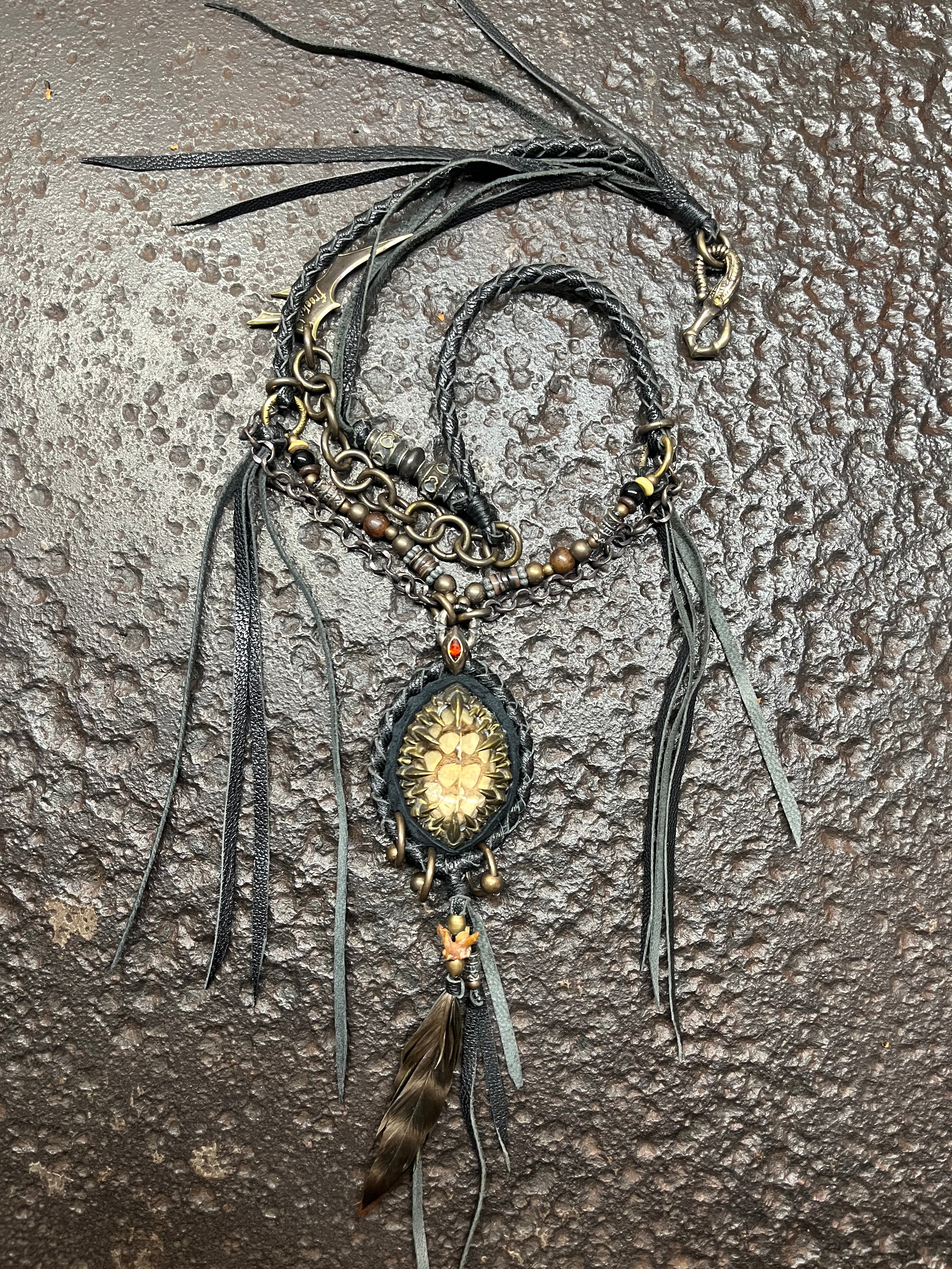 Smoky Quartz & Metal Claw Inlays Necklace [1-of-1]