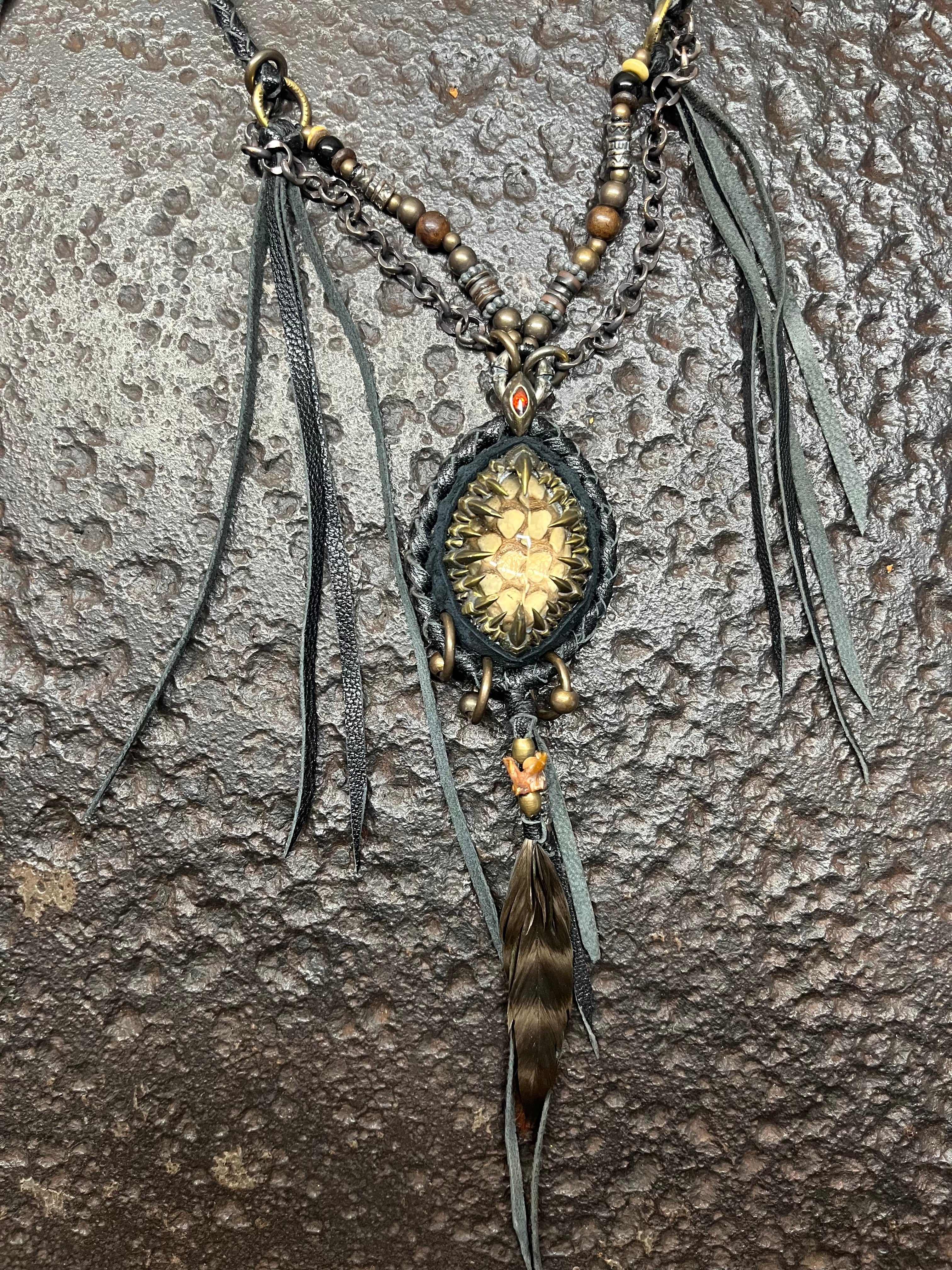Smoky Quartz & Metal Claw Inlays Necklace [1-of-1]