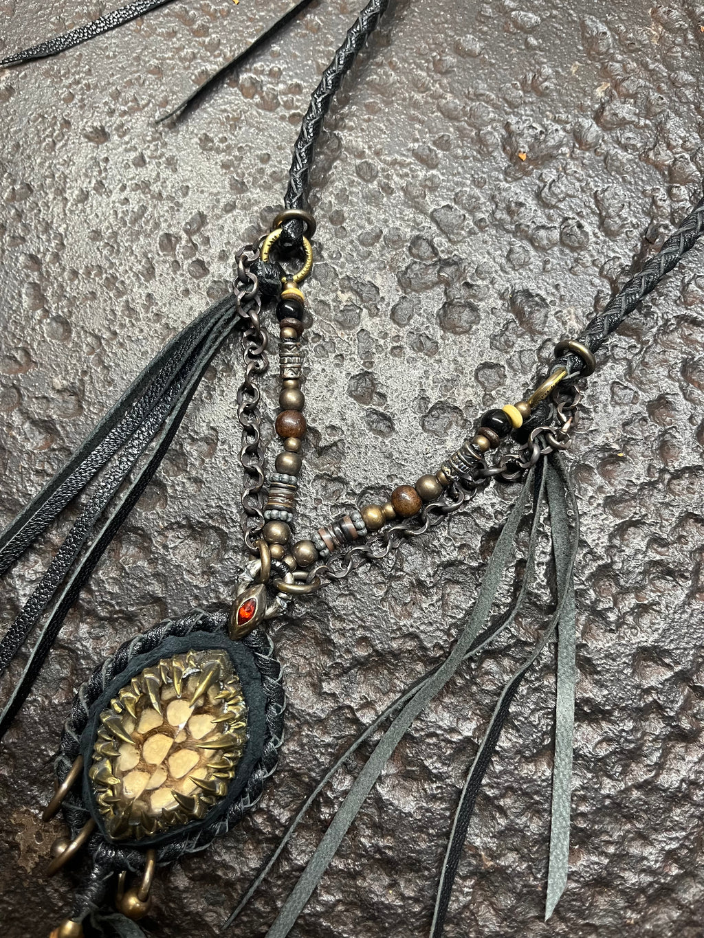 Smoky Quartz & Metal Claw Inlays Necklace [1-of-1]