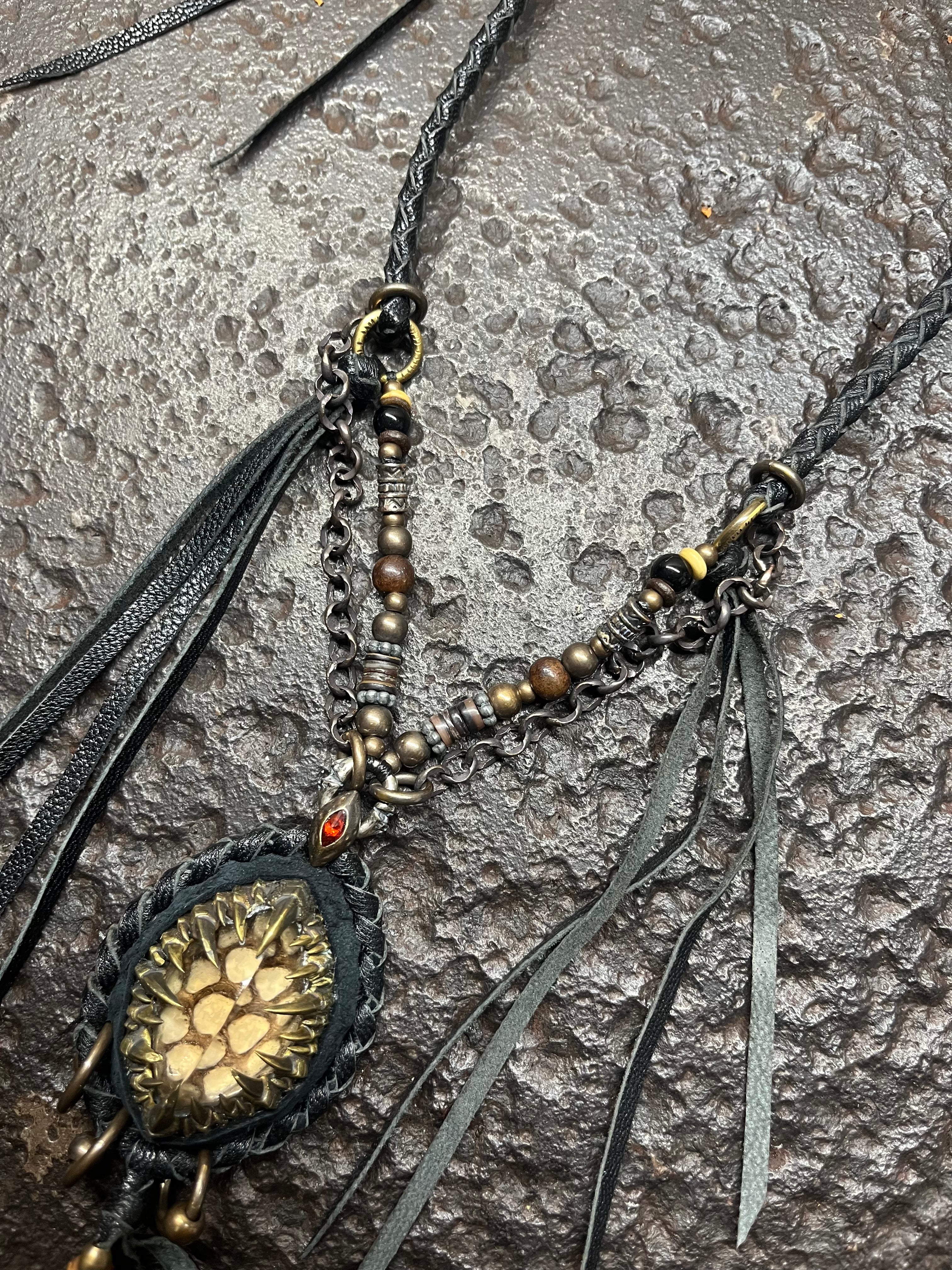Smoky Quartz & Metal Claw Inlays Necklace [1-of-1]
