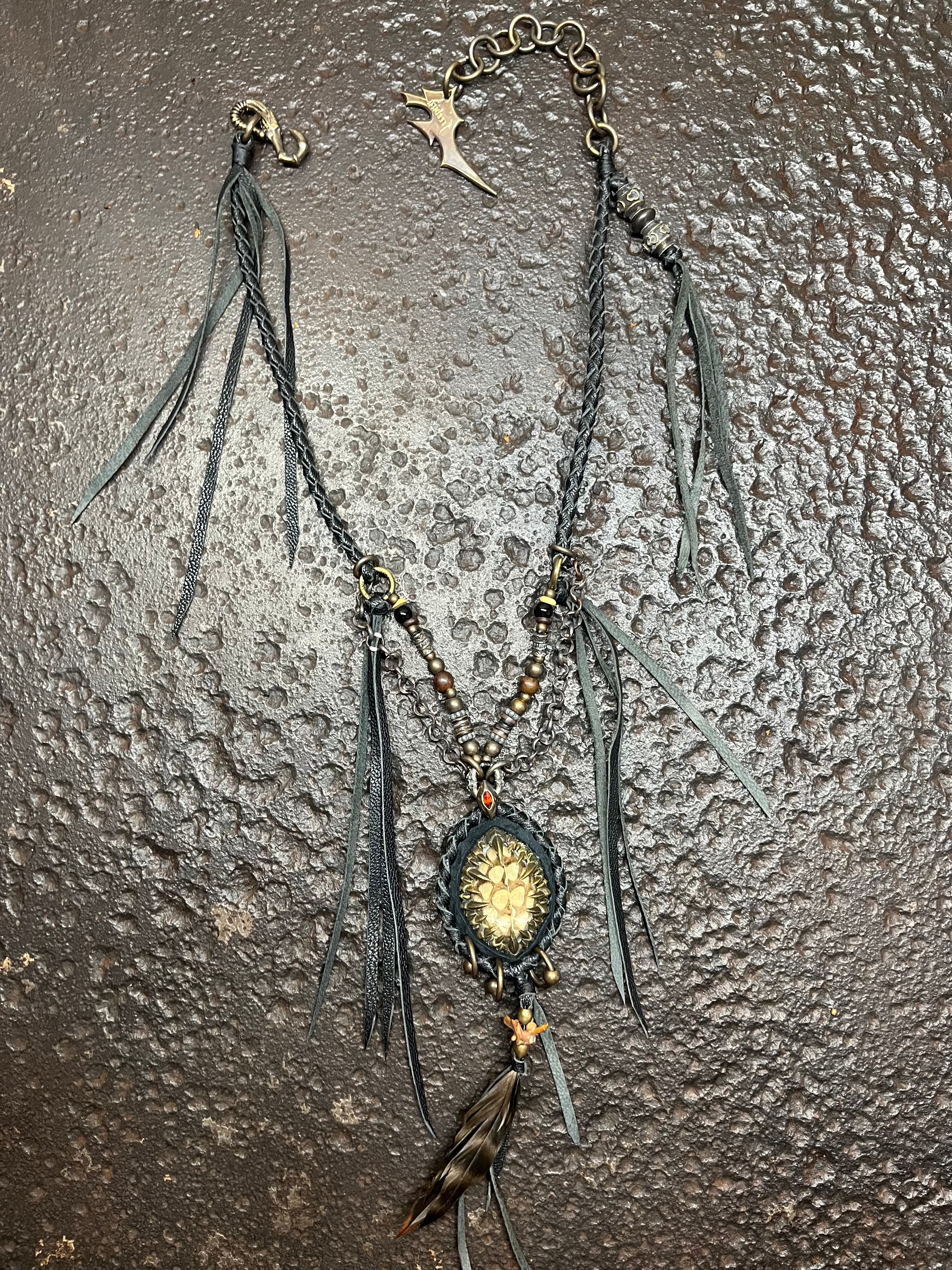 Smoky Quartz & Metal Claw Inlays Necklace [1-of-1]