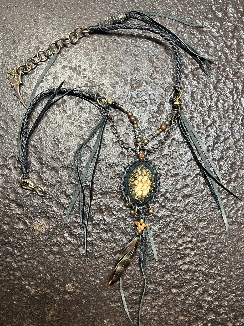 Smoky Quartz & Metal Claw Inlays Necklace [1-of-1]