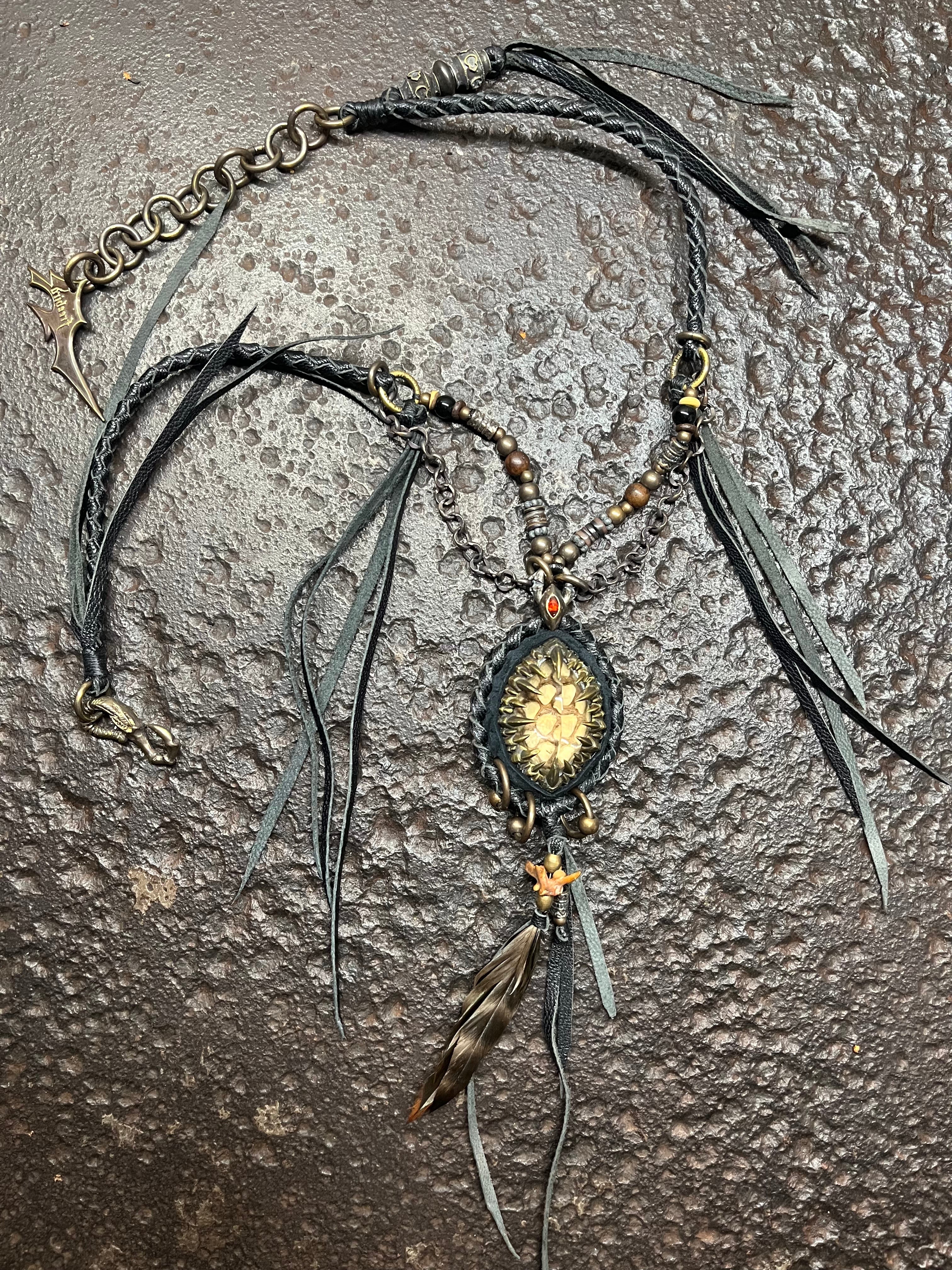 Smoky Quartz & Metal Claw Inlays Necklace [1-of-1]