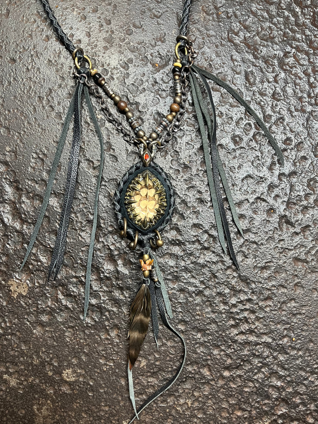 Smoky Quartz & Metal Claw Inlays Necklace [1-of-1]
