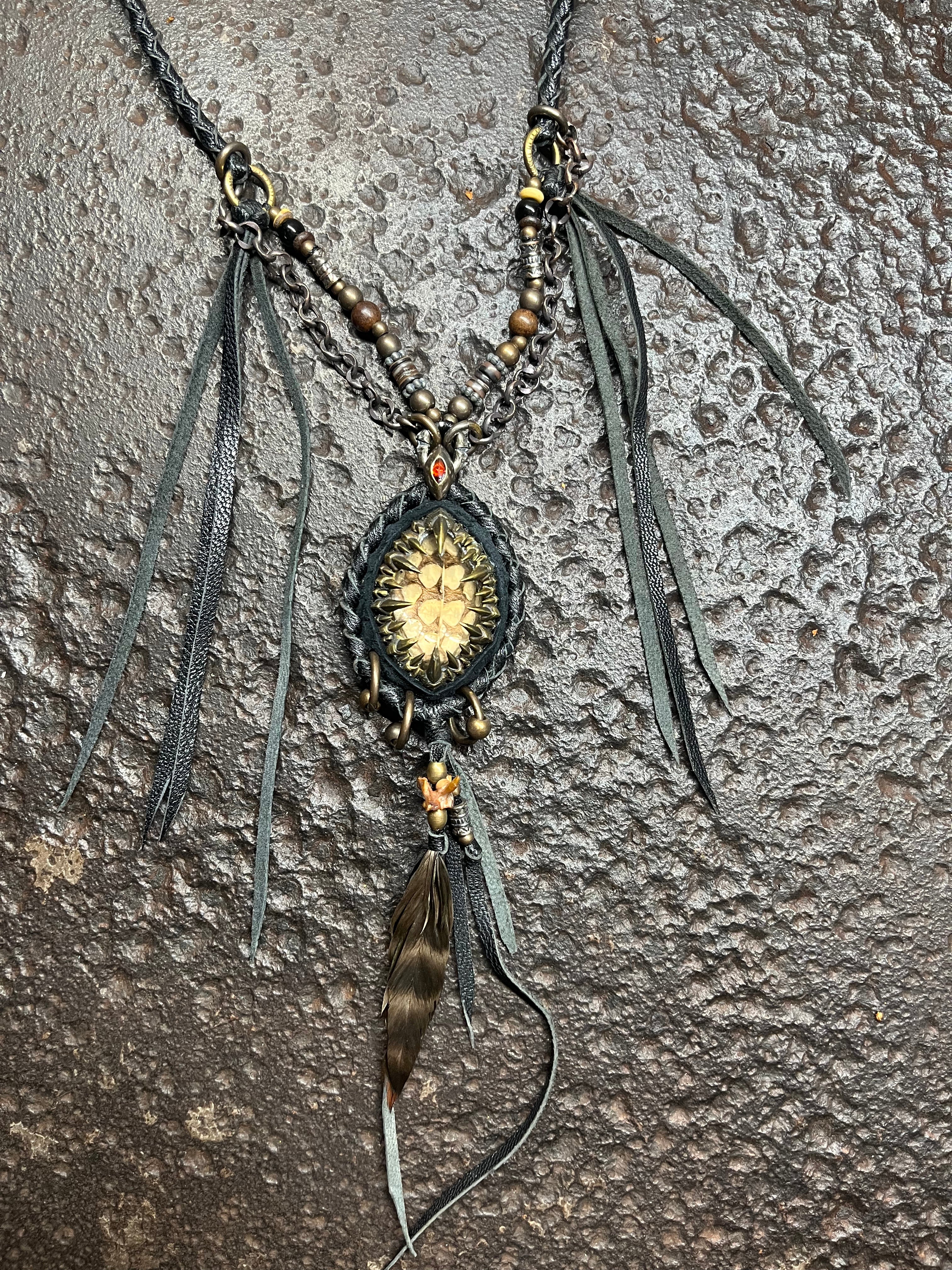 Smoky Quartz & Metal Claw Inlays Necklace [1-of-1]