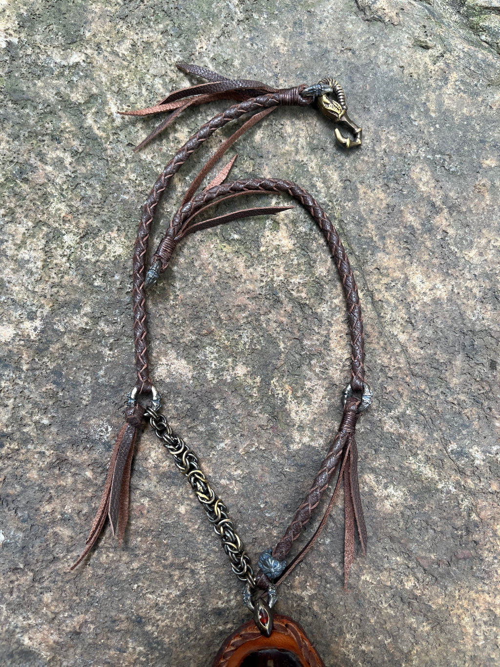 Primitive Amber & Bone Talon Necklace