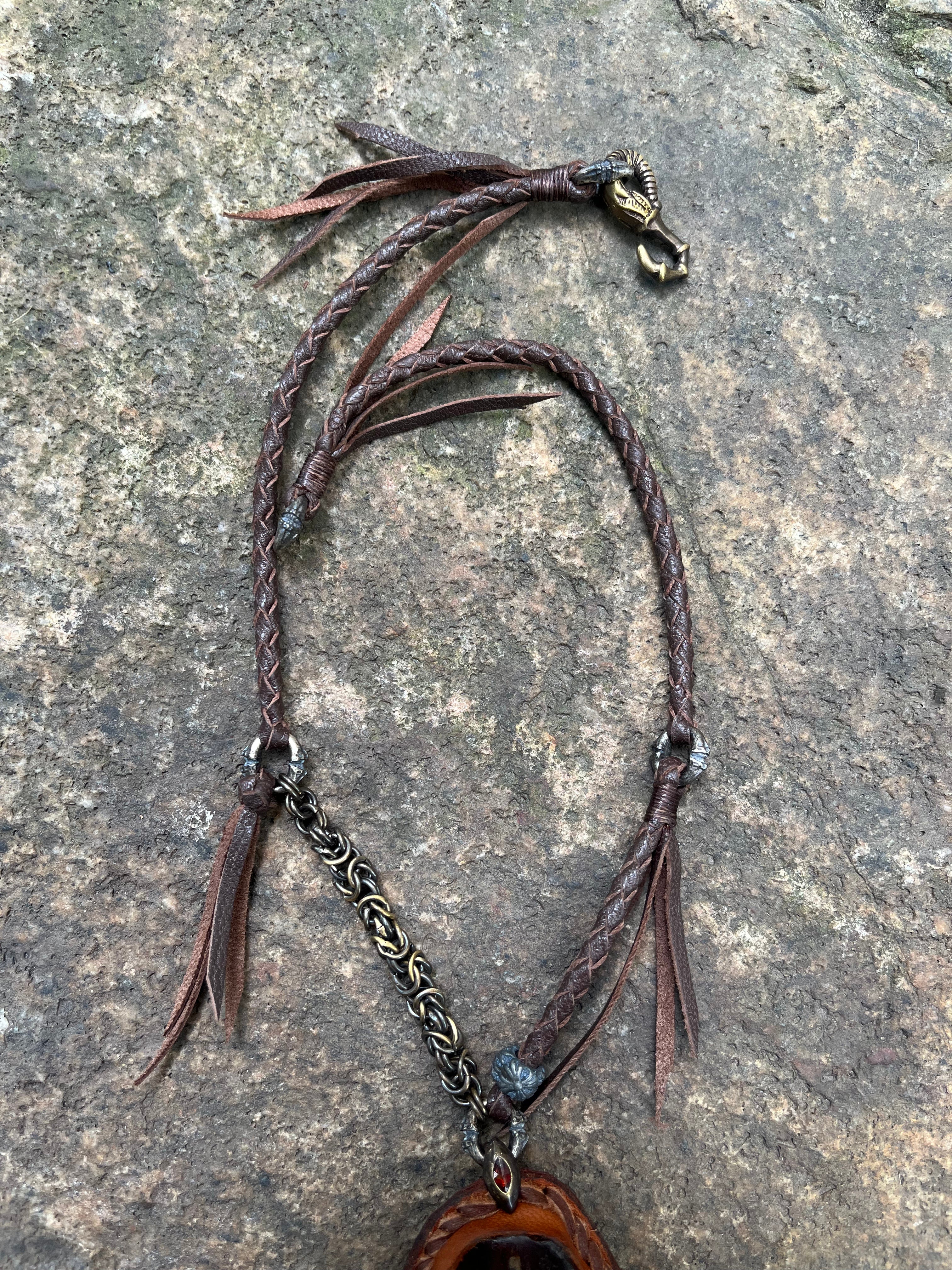 Primitive Amber & Bone Talon Necklace