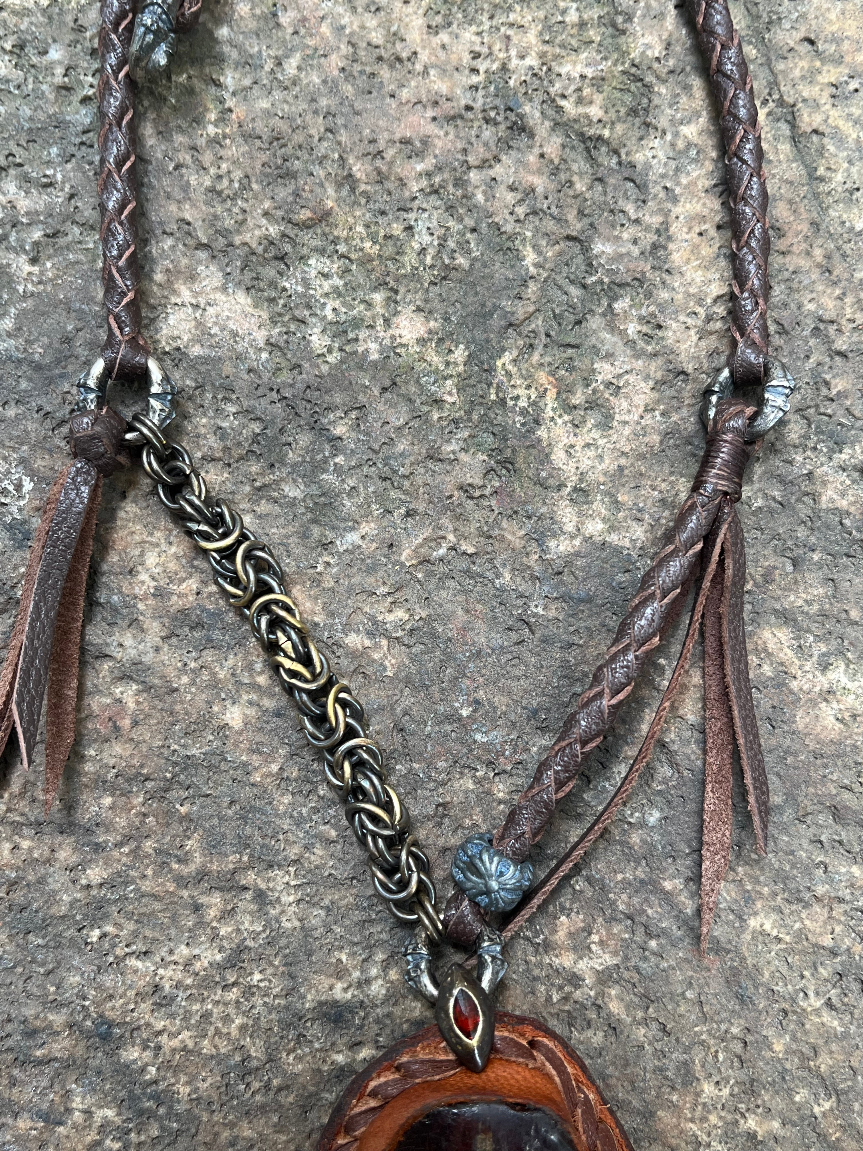Primitive Amber & Bone Talon Necklace