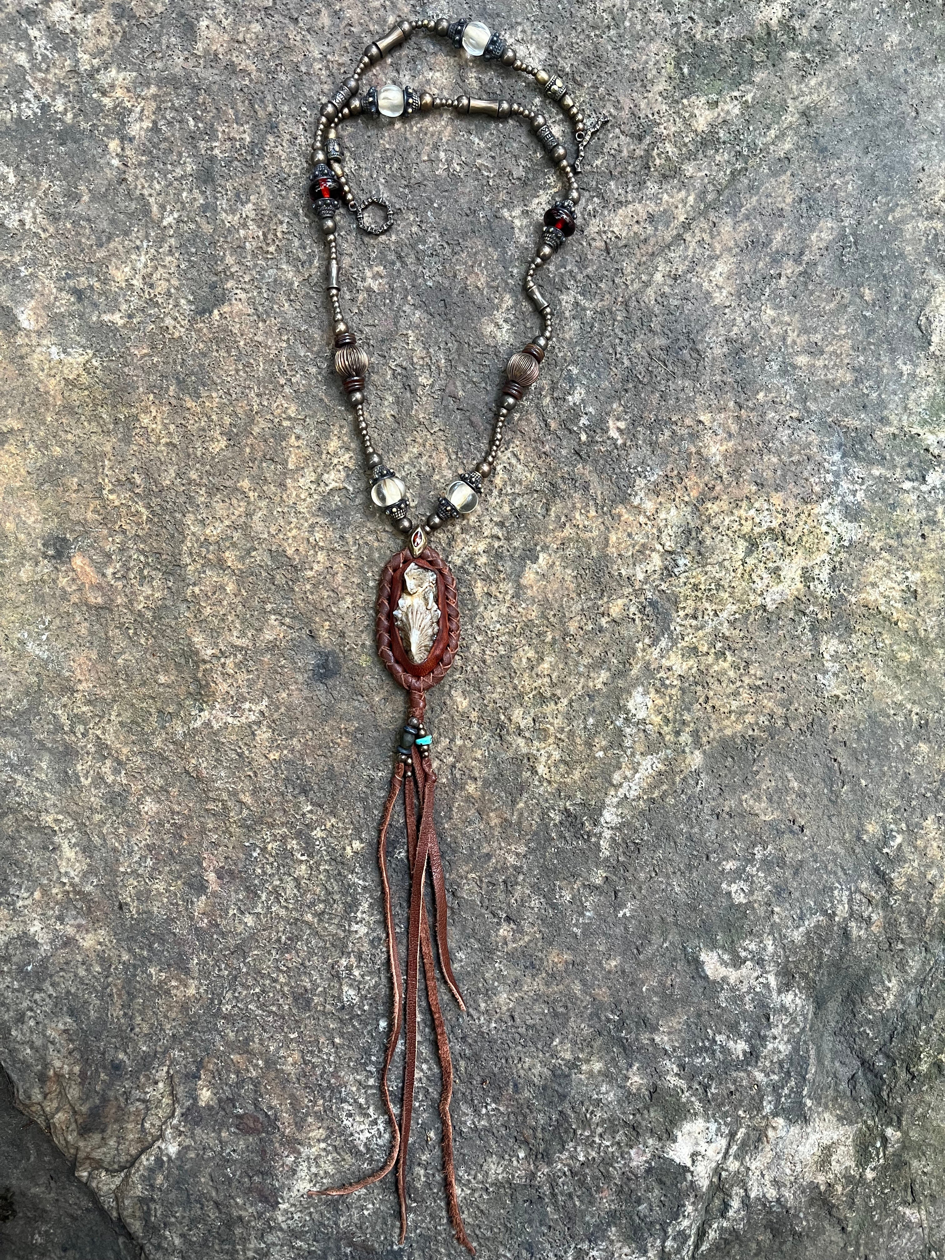 Rare Distressed Round Stingray Skin Necklace