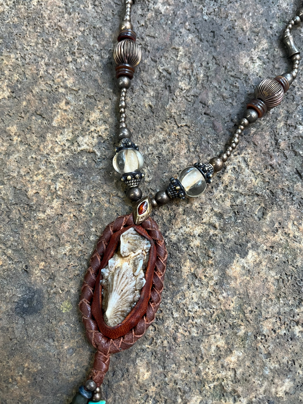 Rare Distressed Round Stingray Skin Necklace
