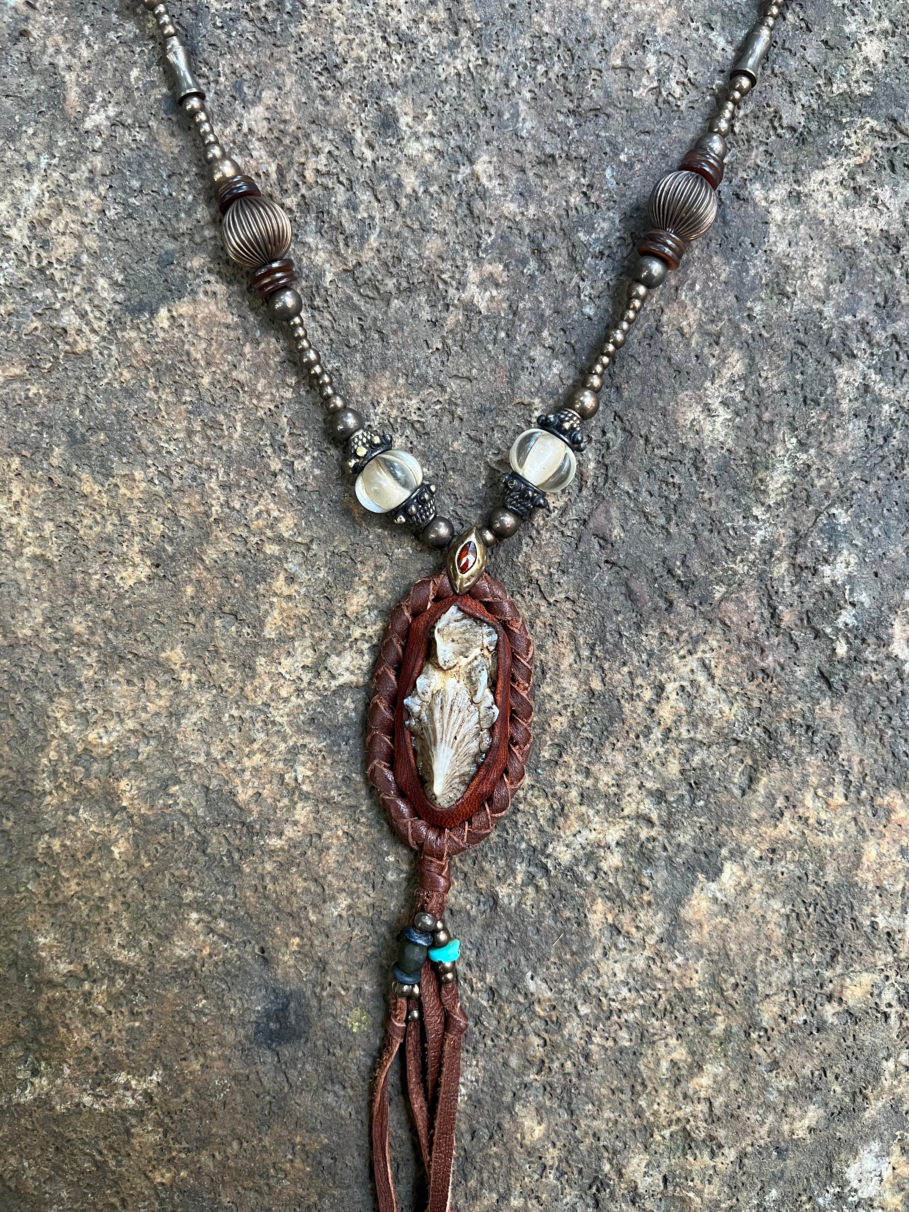 Rare Distressed Round Stingray Skin Necklace