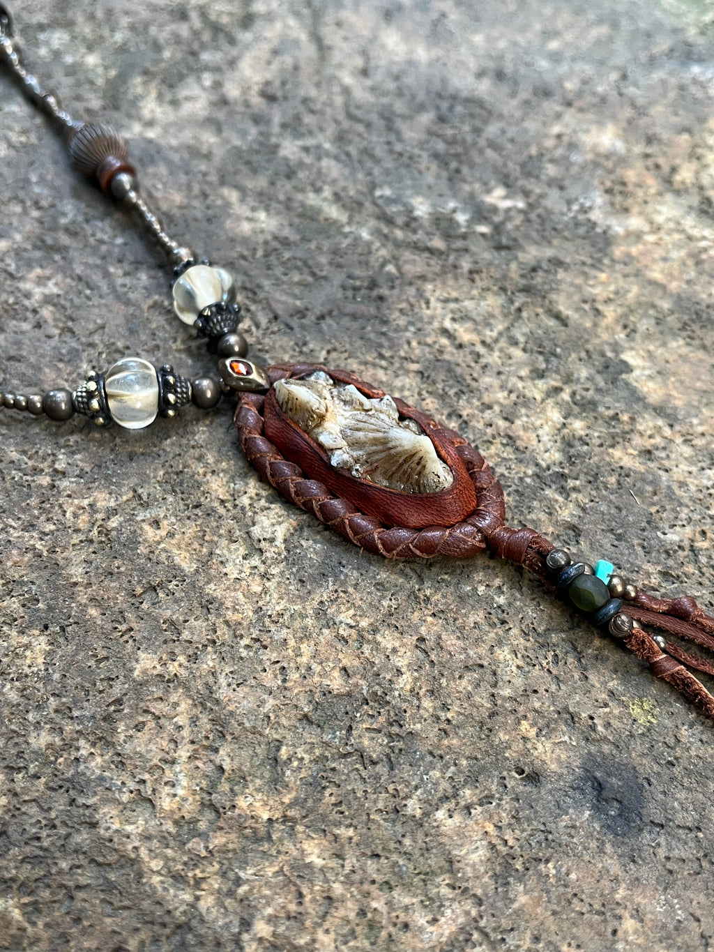 Rare Distressed Round Stingray Skin Necklace