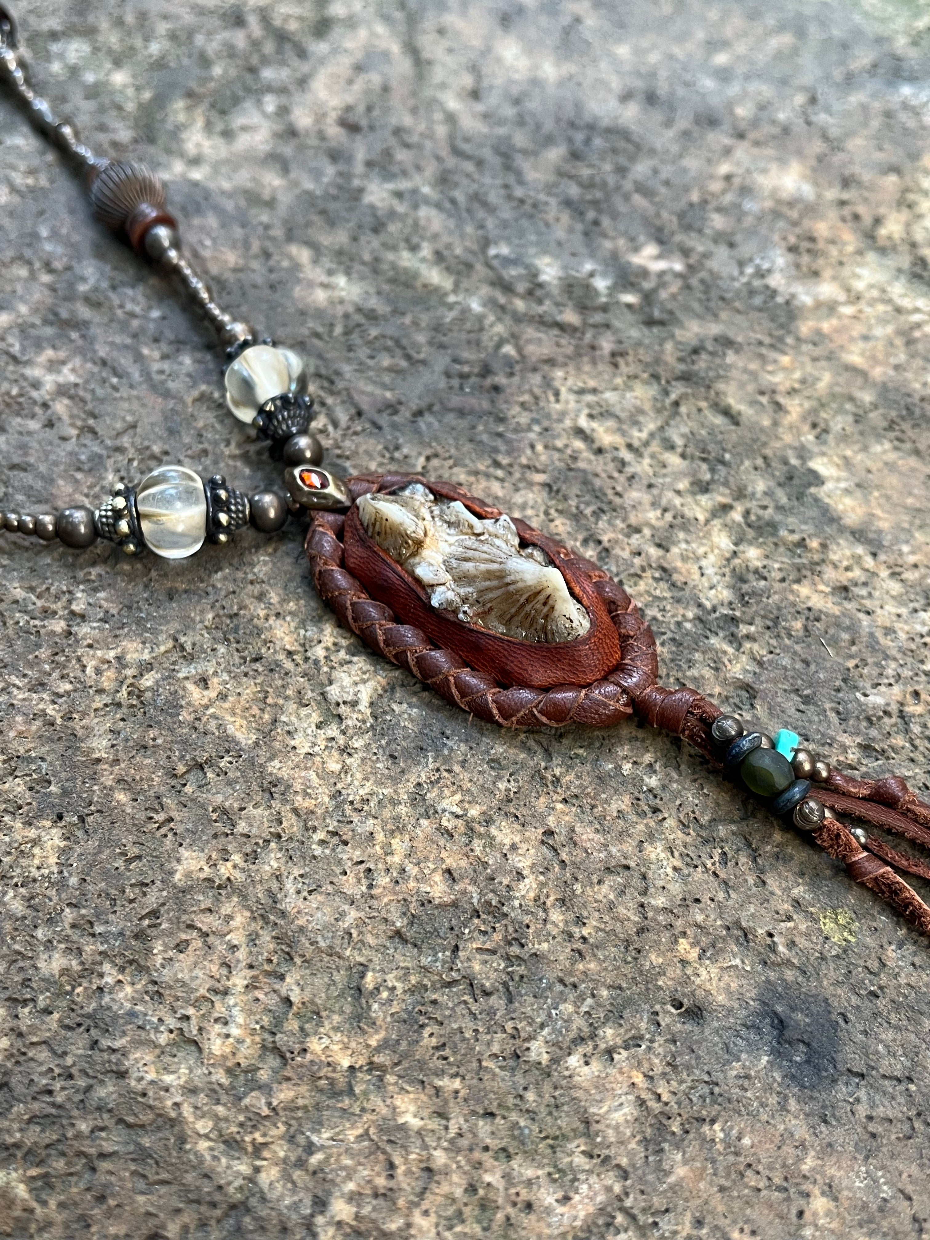 Rare Distressed Round Stingray Skin Necklace