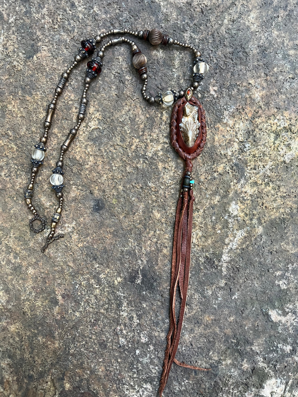 Rare Distressed Round Stingray Skin Necklace