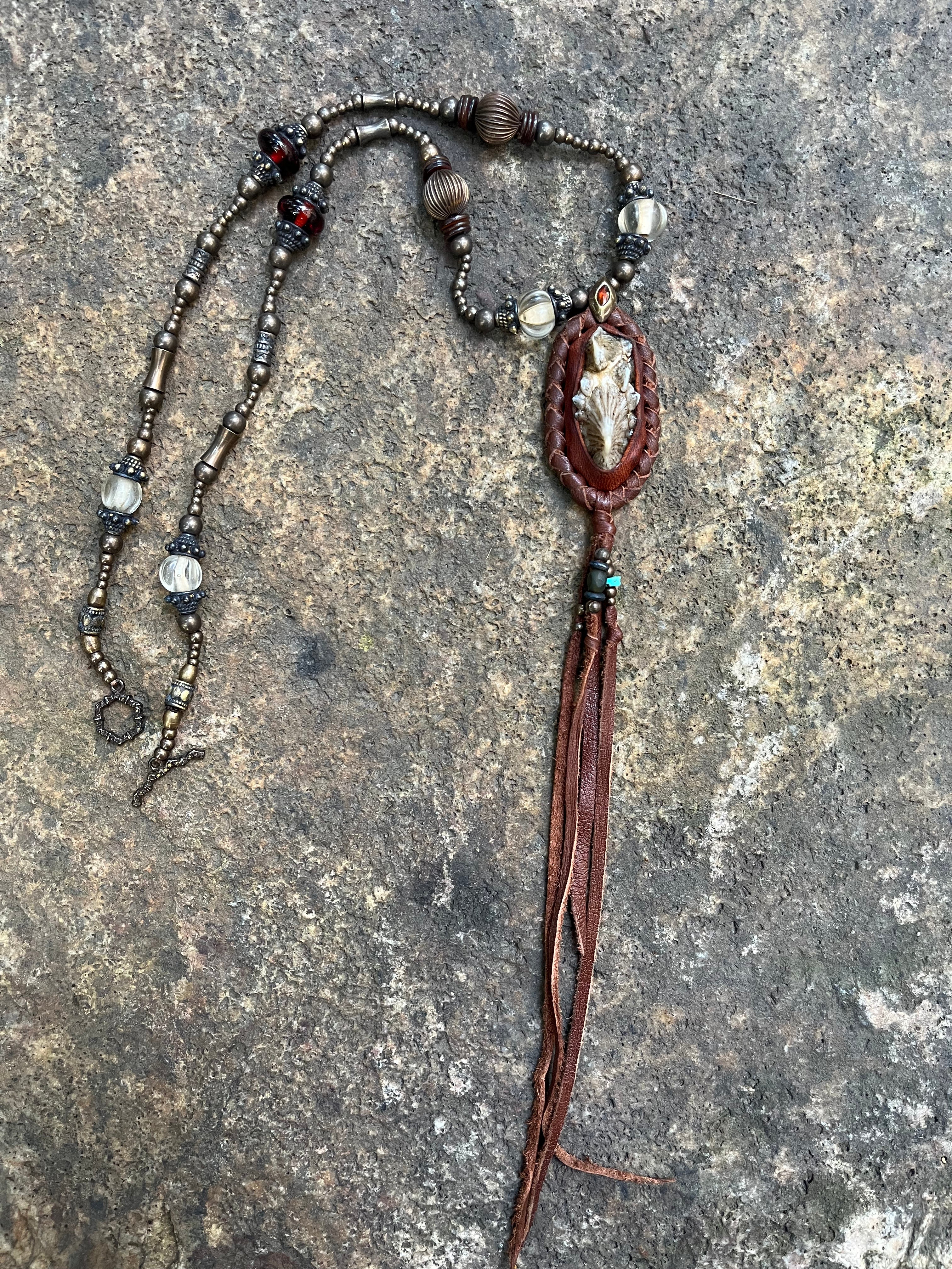 Rare Distressed Round Stingray Skin Necklace