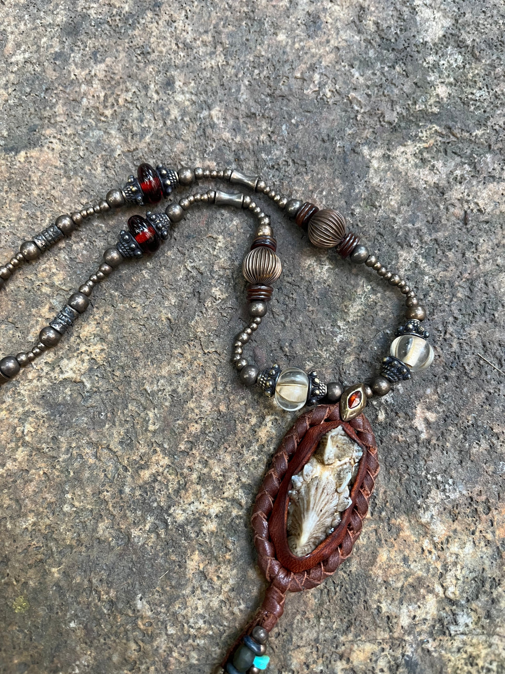 Rare Distressed Round Stingray Skin Necklace