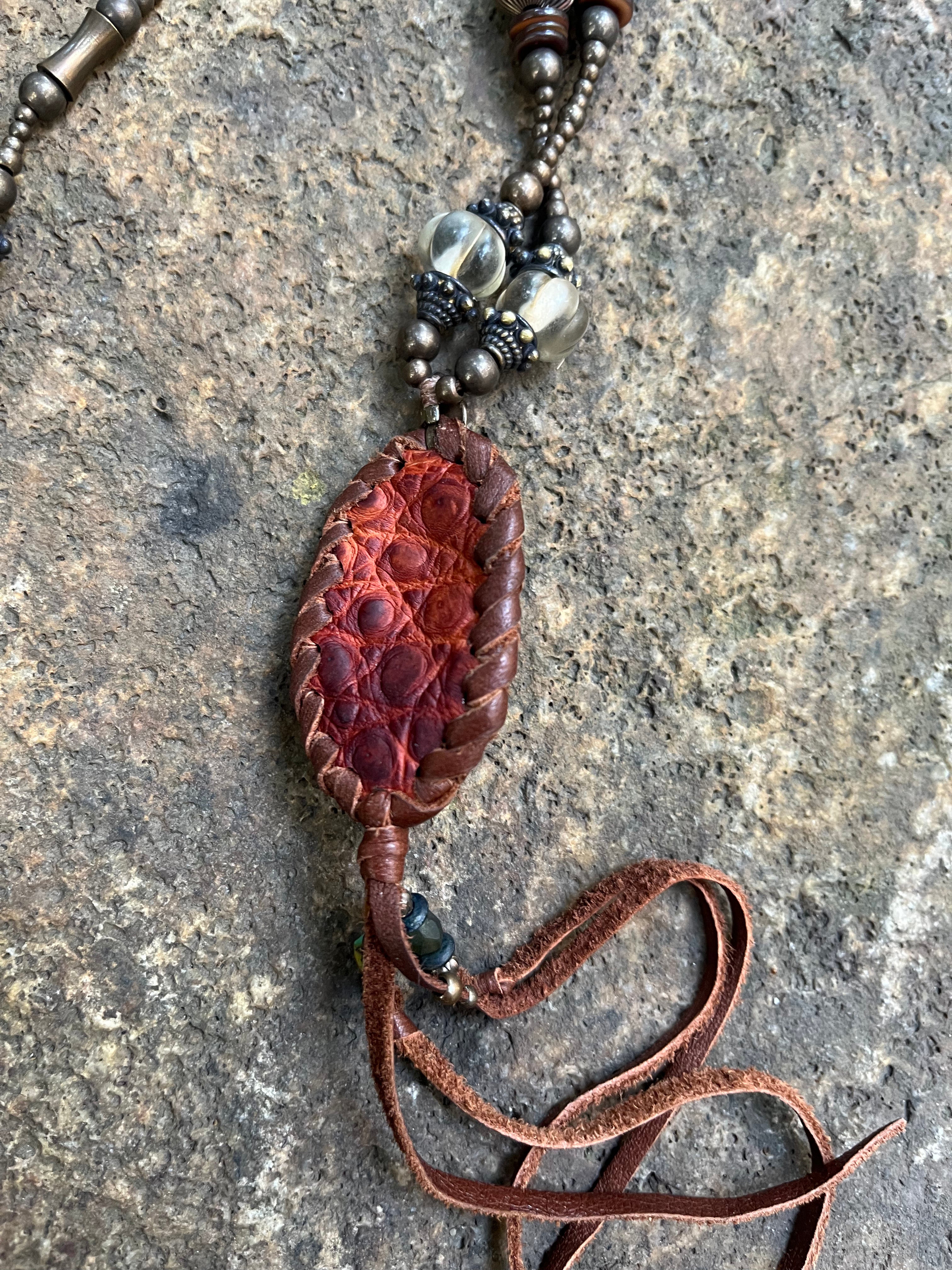 Rare Distressed Round Stingray Skin Necklace