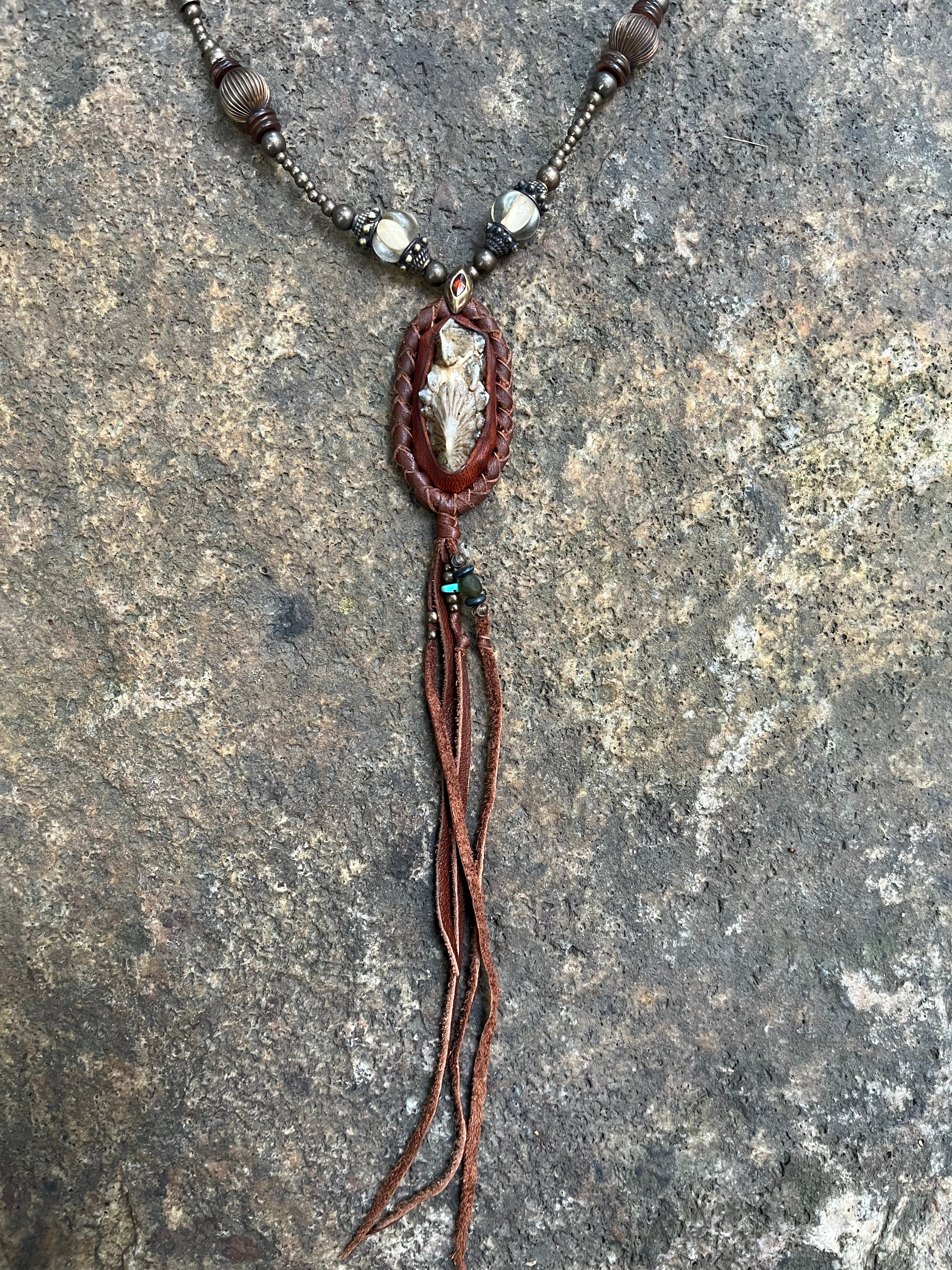 Rare Distressed Round Stingray Skin Necklace