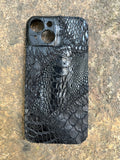 Black Leather Patchwork Phone Case
