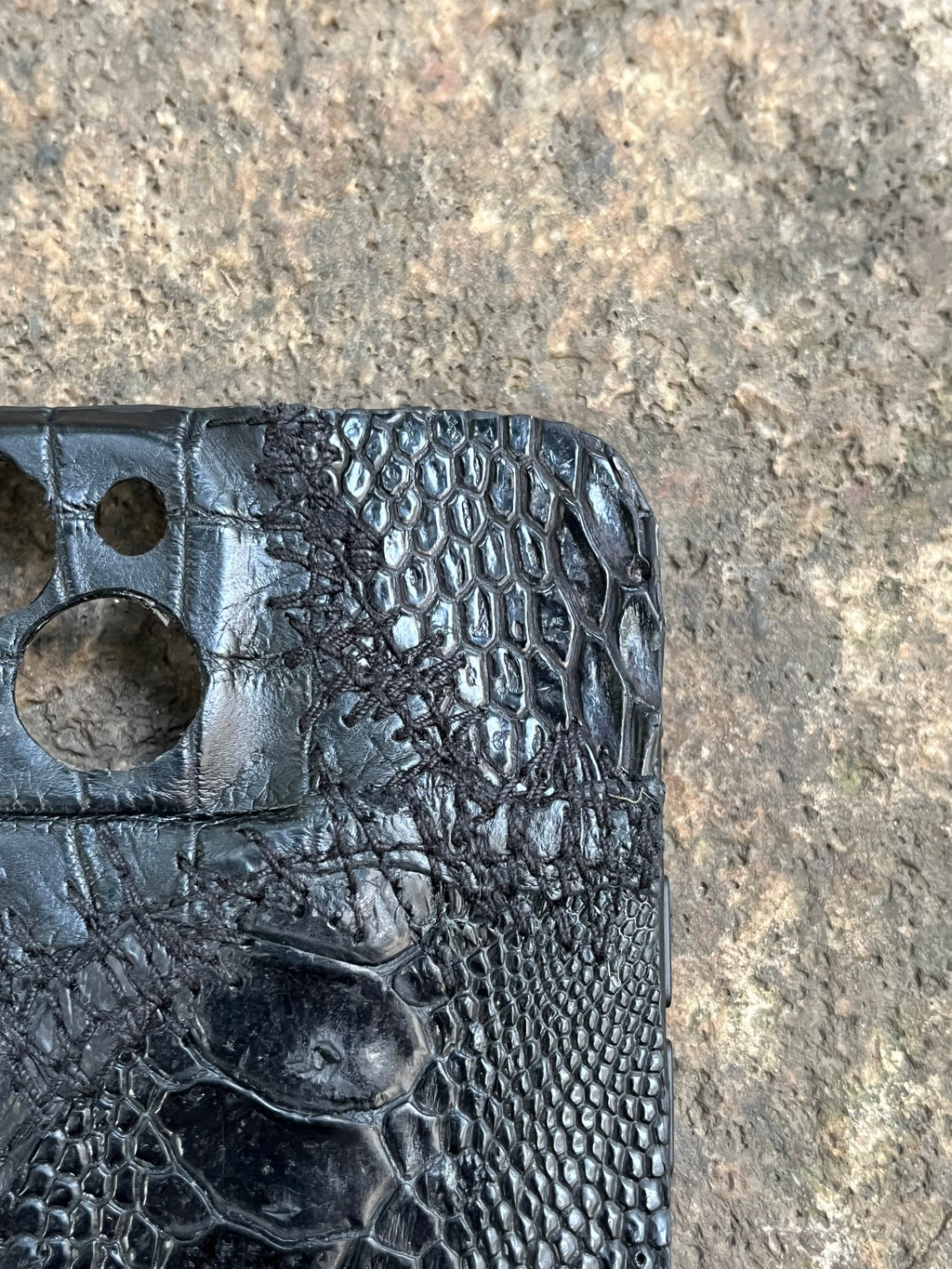 Black Leather Patchwork Phone Case