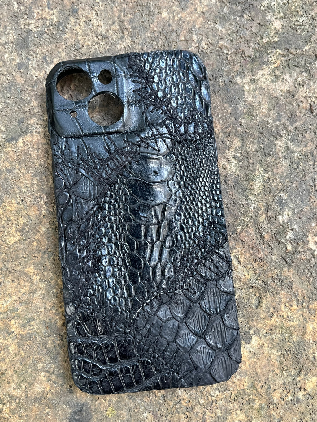 Black Leather Patchwork Phone Case
