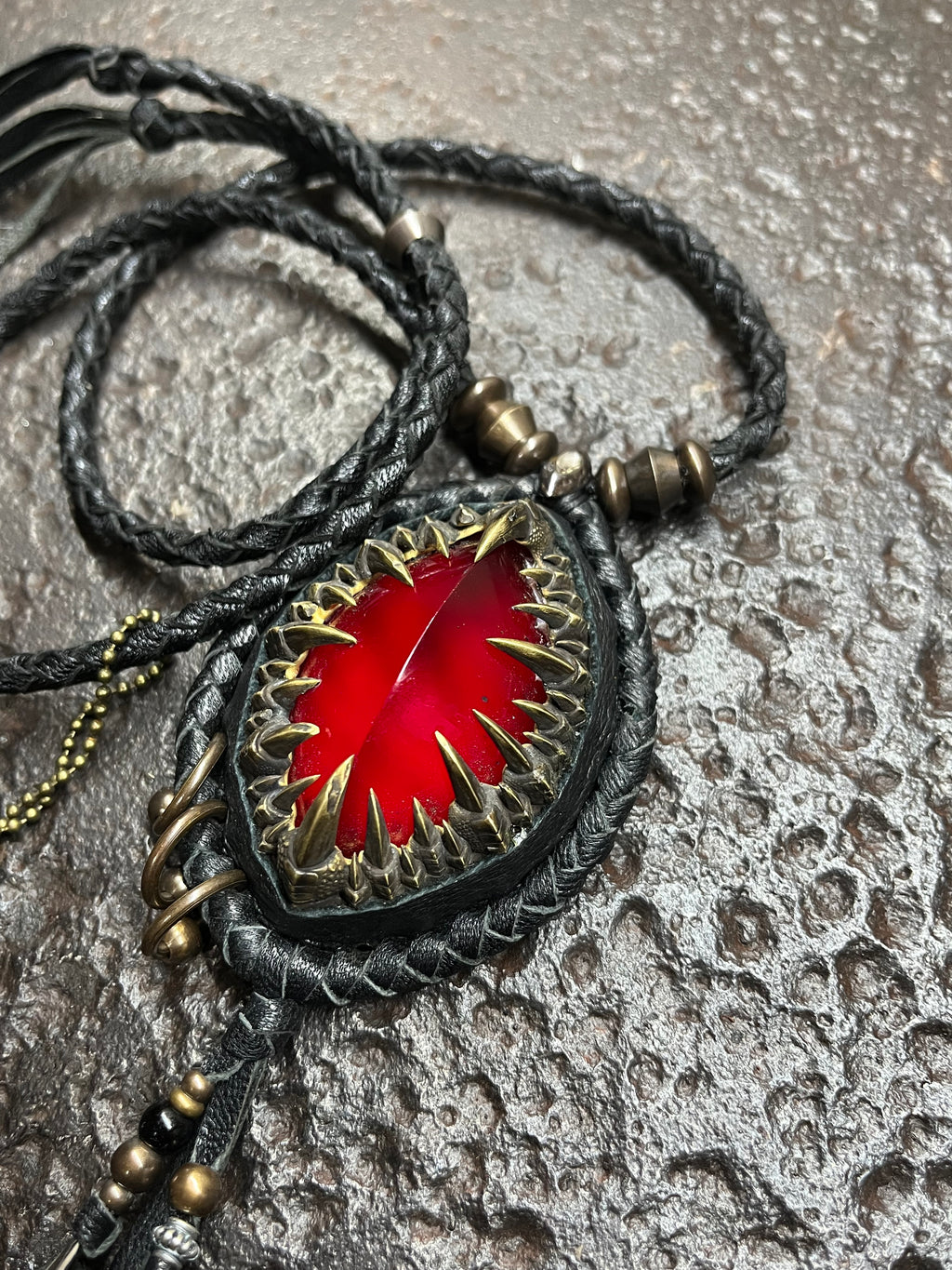 Ruby & Metal Claw Inlays Necklace