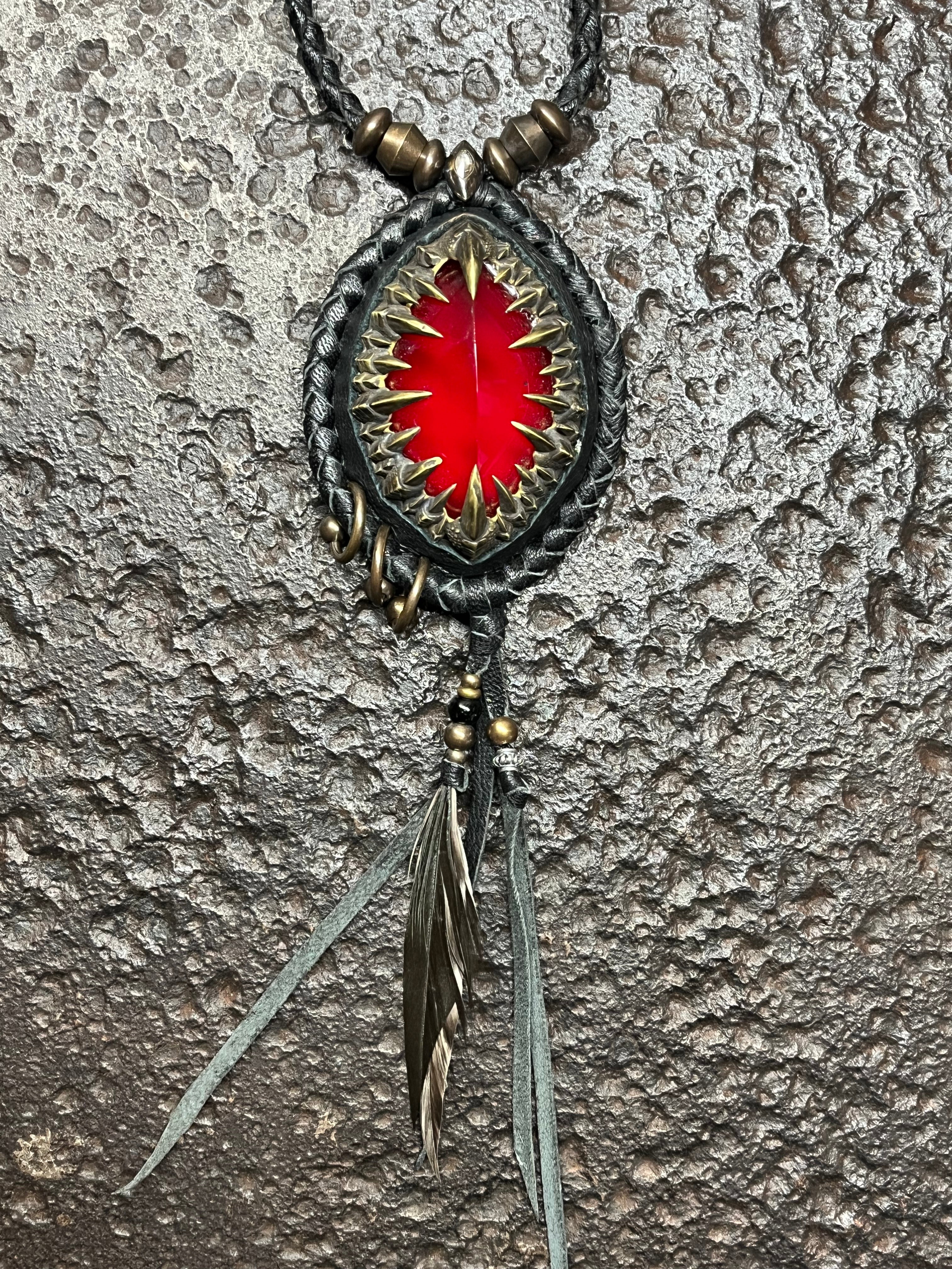 Ruby & Metal Claw Inlays Necklace