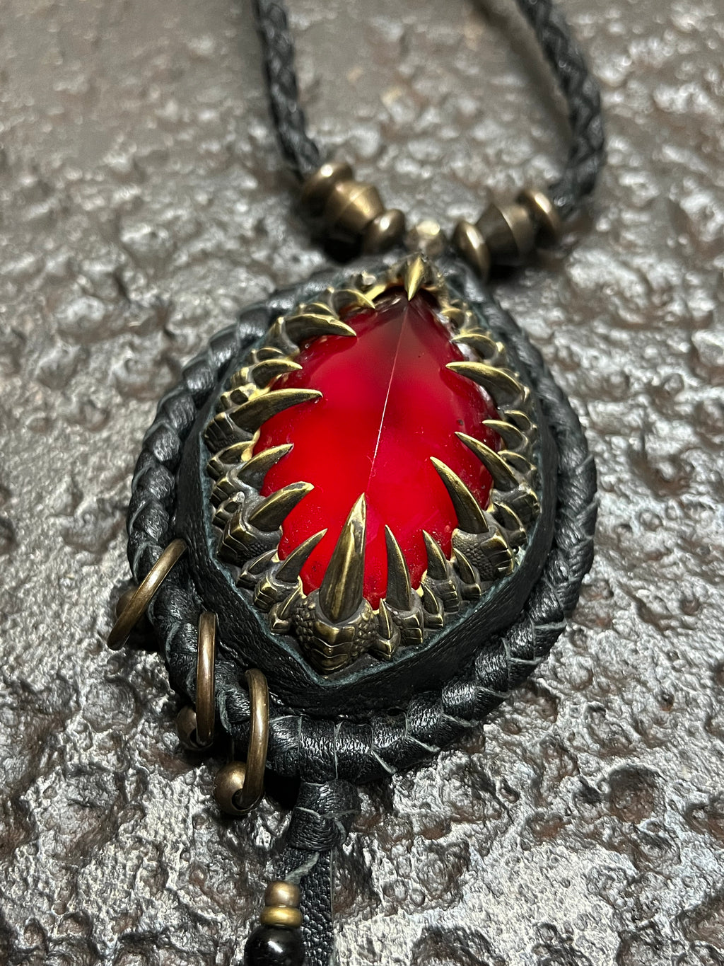 Ruby & Metal Claw Inlays Necklace
