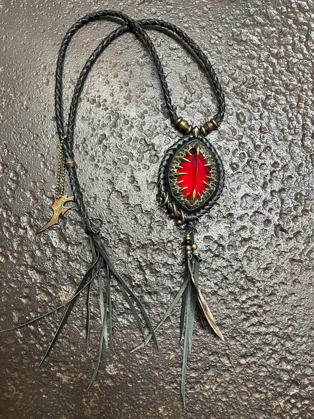 Ruby & Metal Claw Inlays Necklace