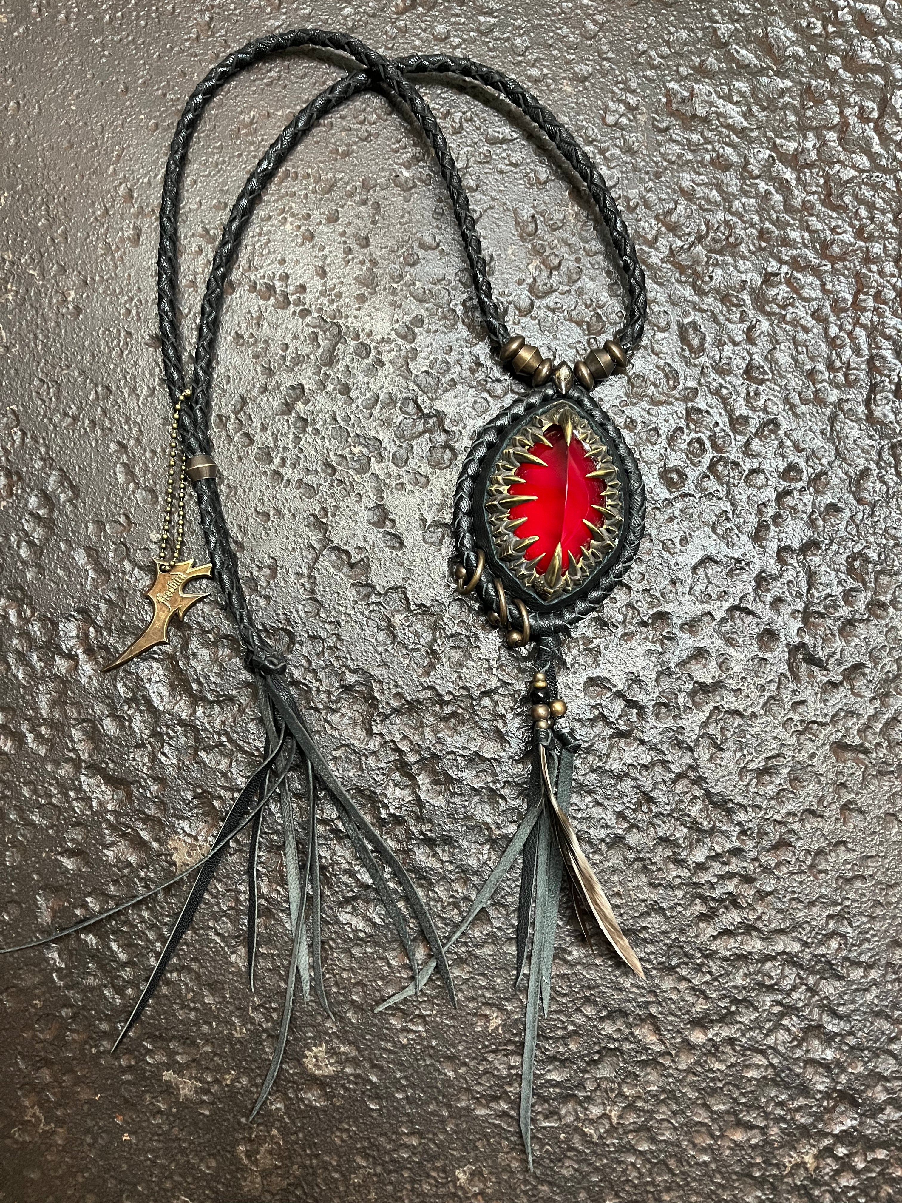Ruby & Metal Claw Inlays Necklace