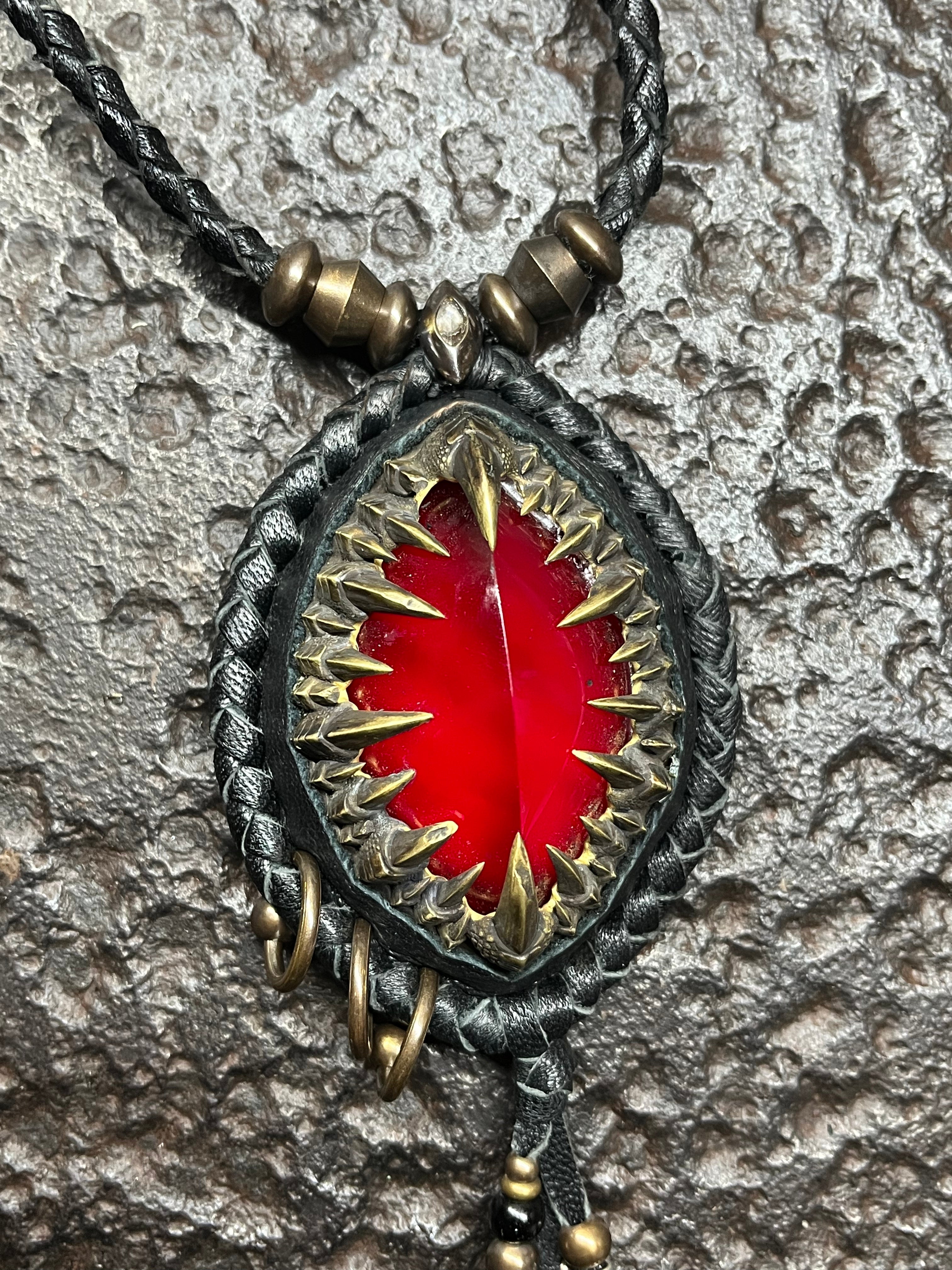 Ruby & Metal Claw Inlays Necklace