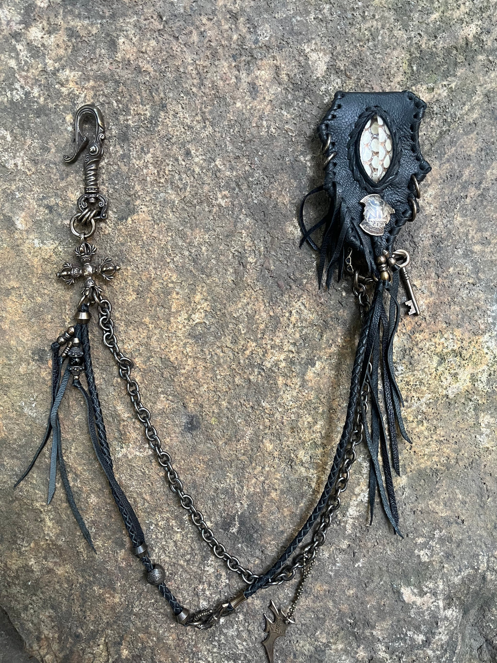 Clear Quartz & Cobra Skin Wallet Chain