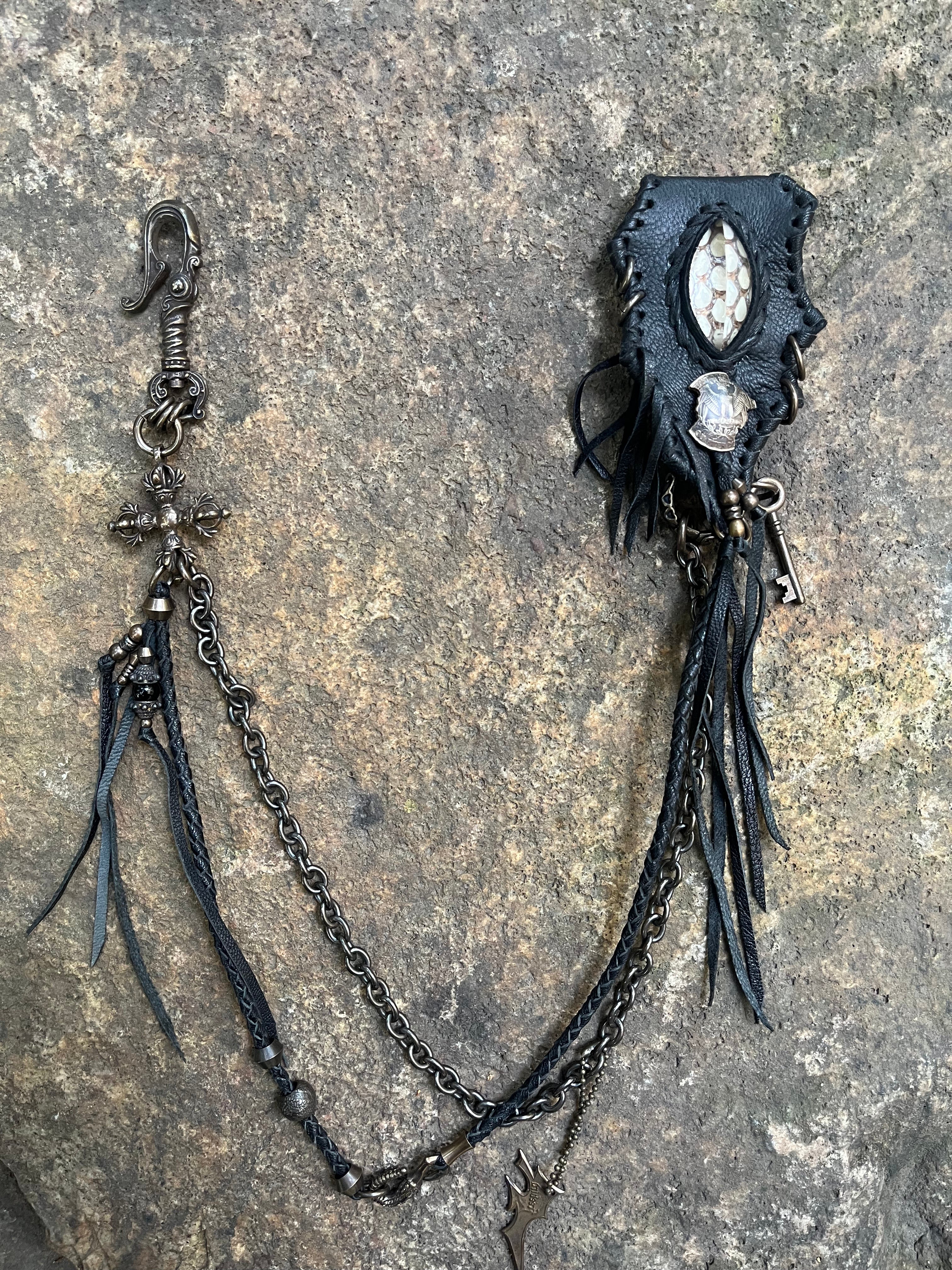 Clear Quartz & Cobra Skin Wallet Chain