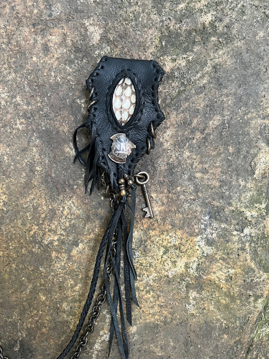 Clear Quartz & Cobra Skin Wallet Chain