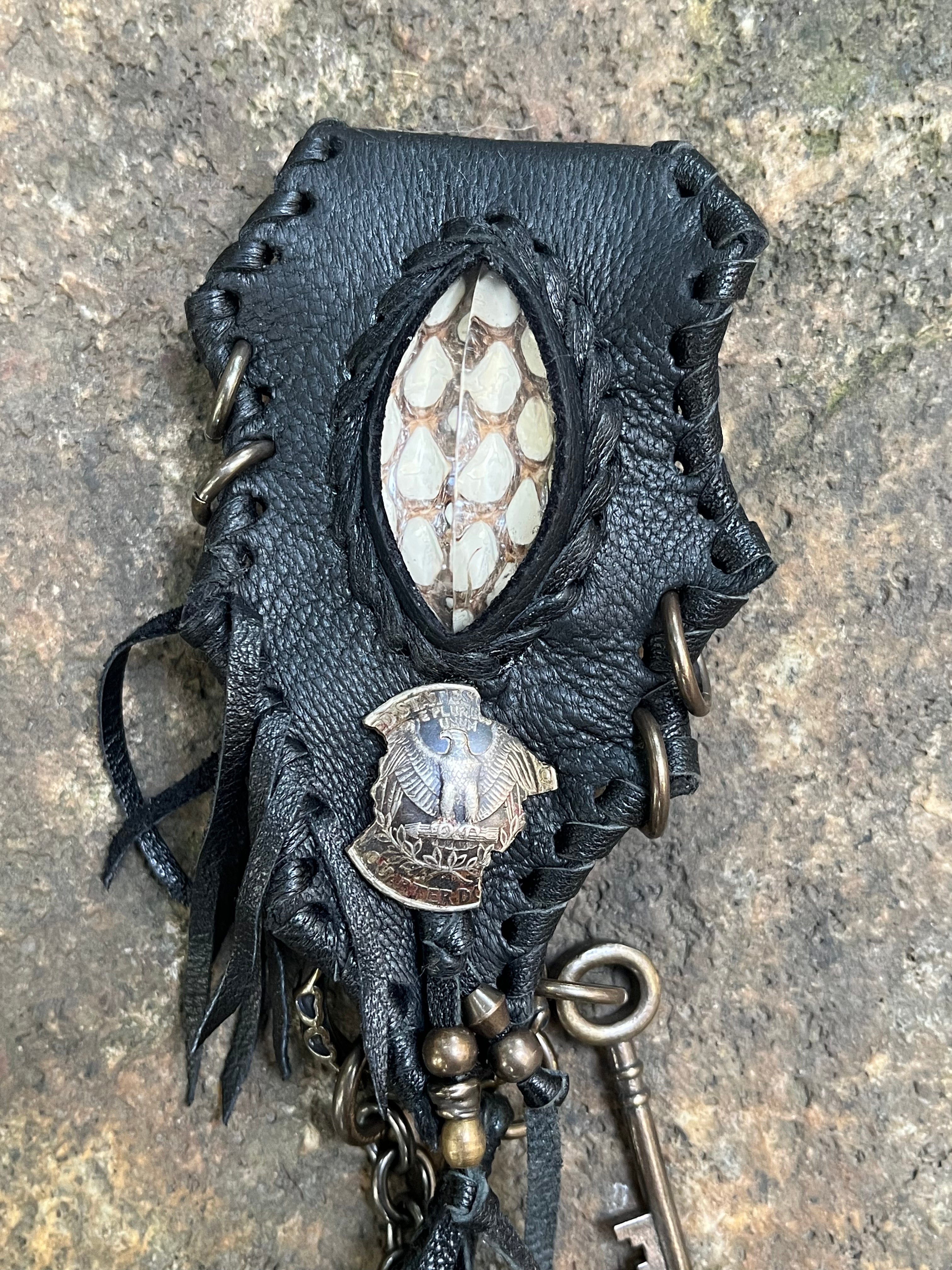 Clear Quartz & Cobra Skin Wallet Chain