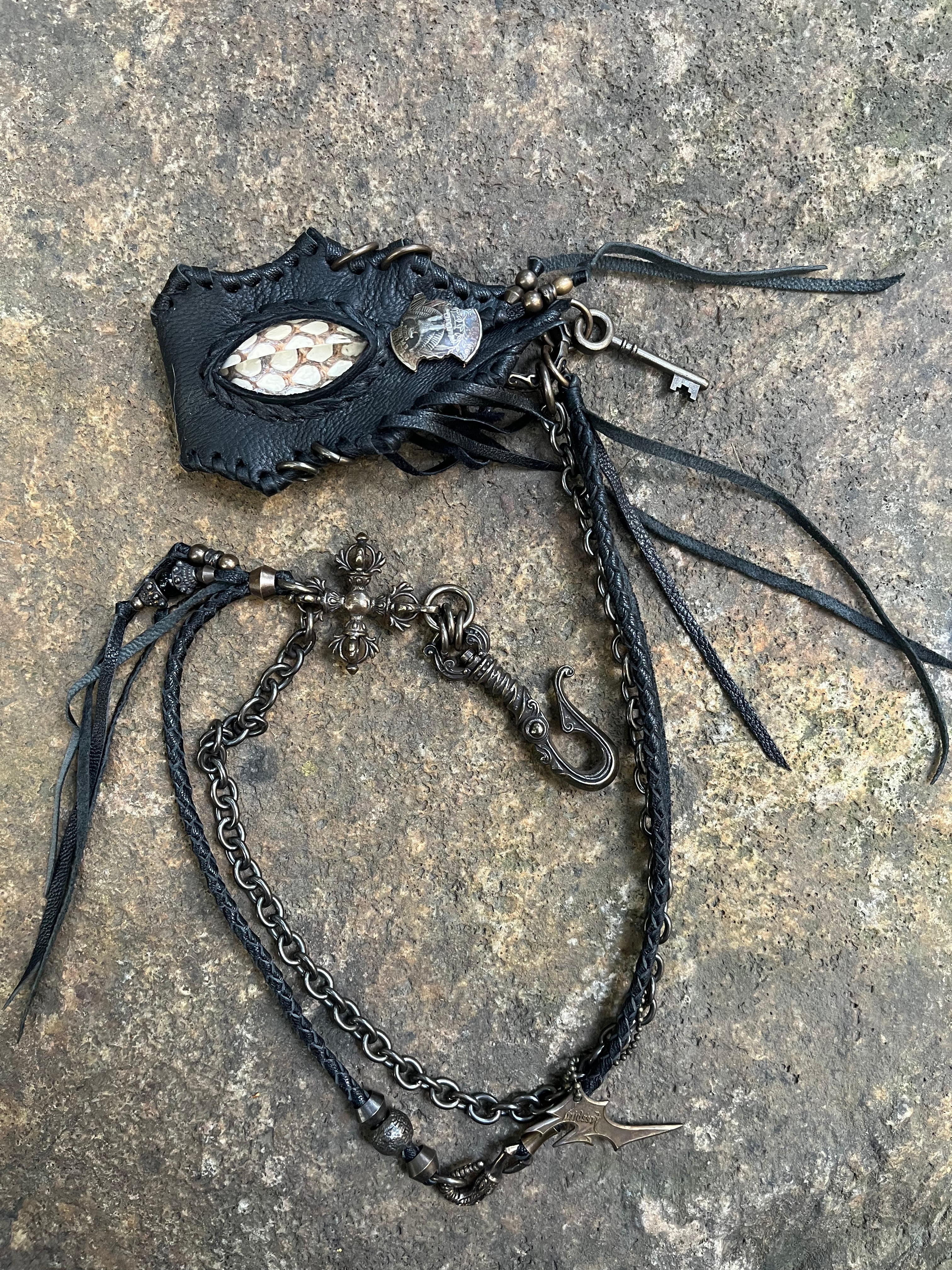 Clear Quartz & Cobra Skin Wallet Chain