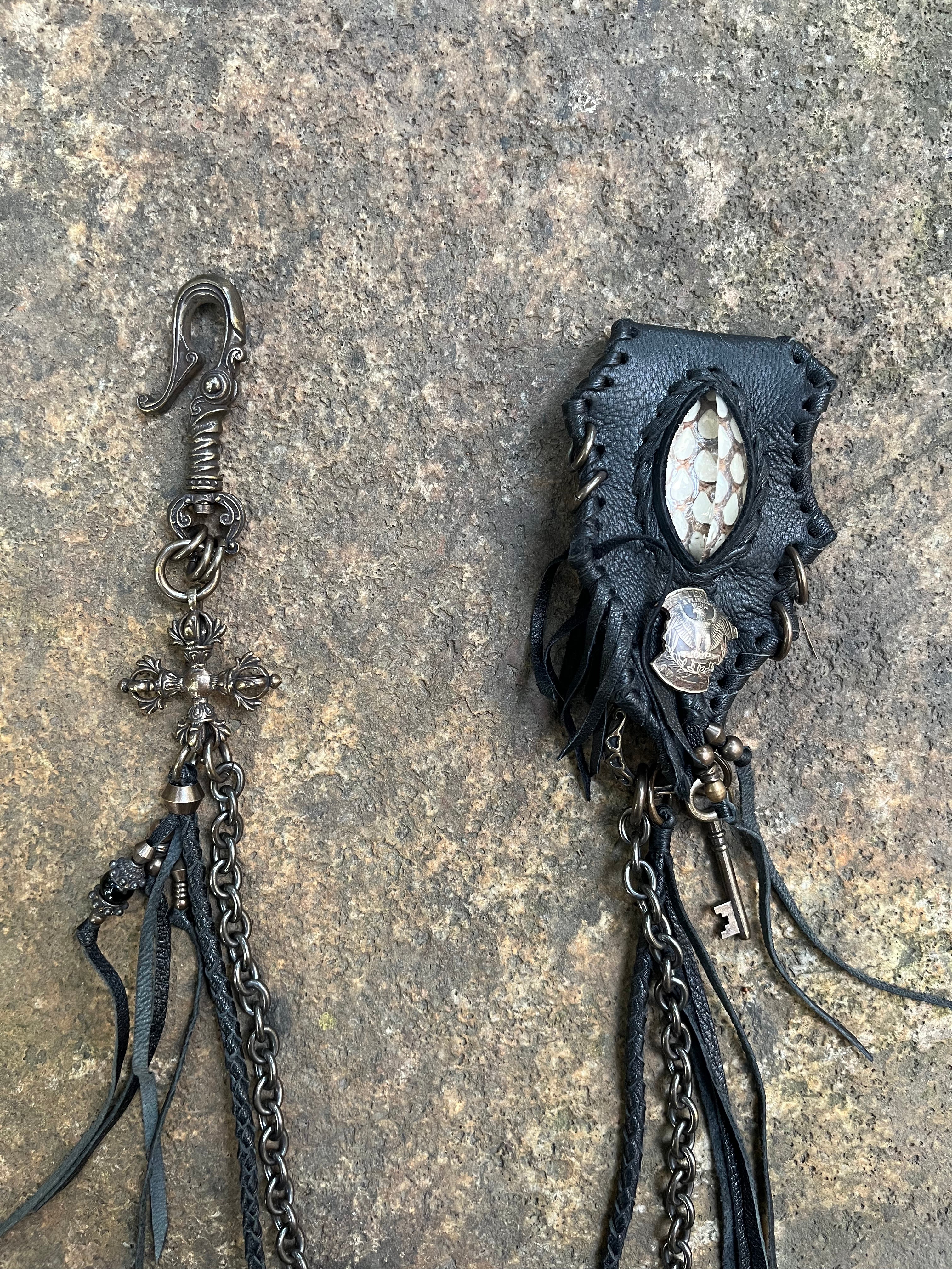 Clear Quartz & Cobra Skin Wallet Chain