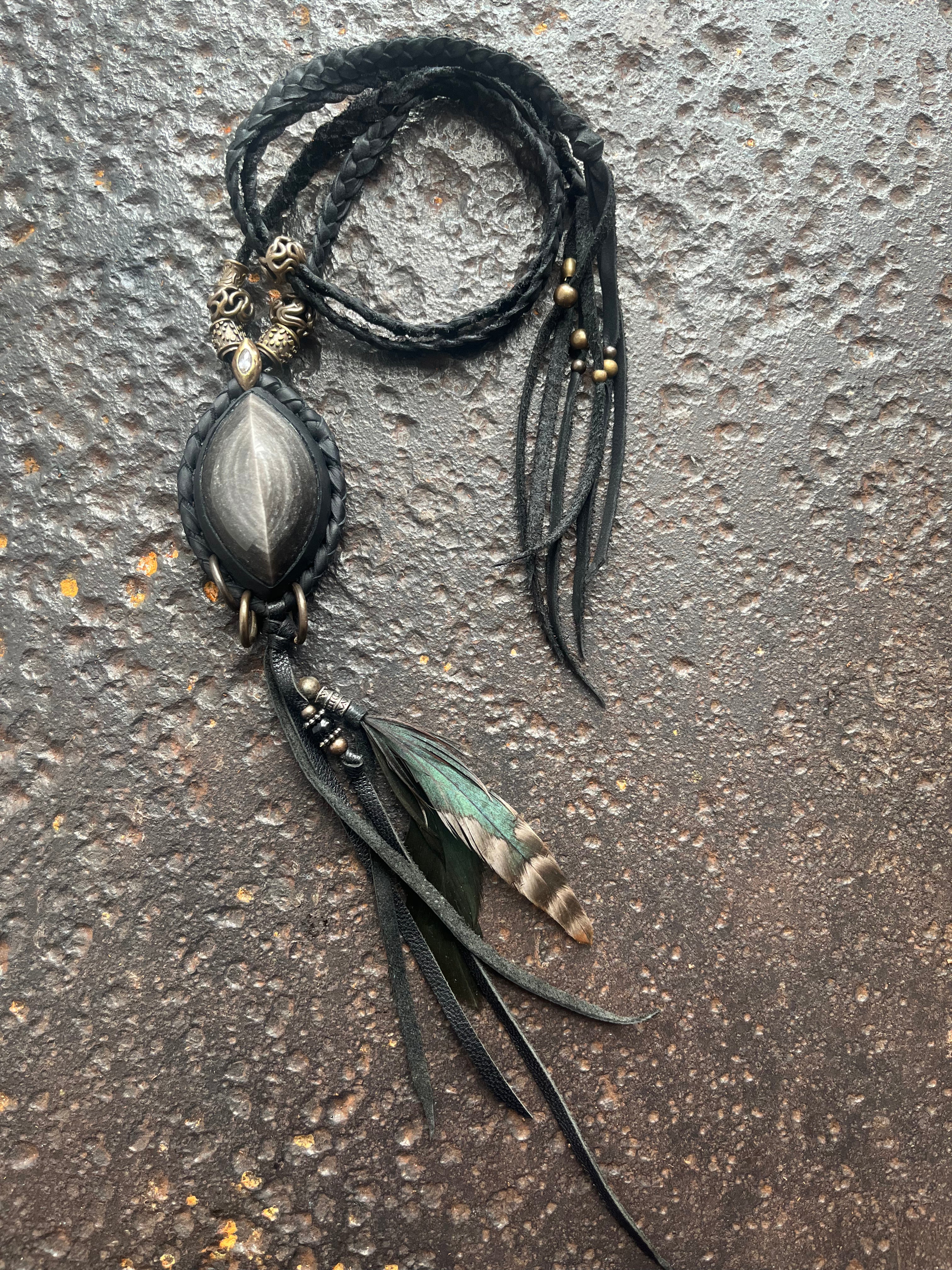 Silver Obsidian Necklace