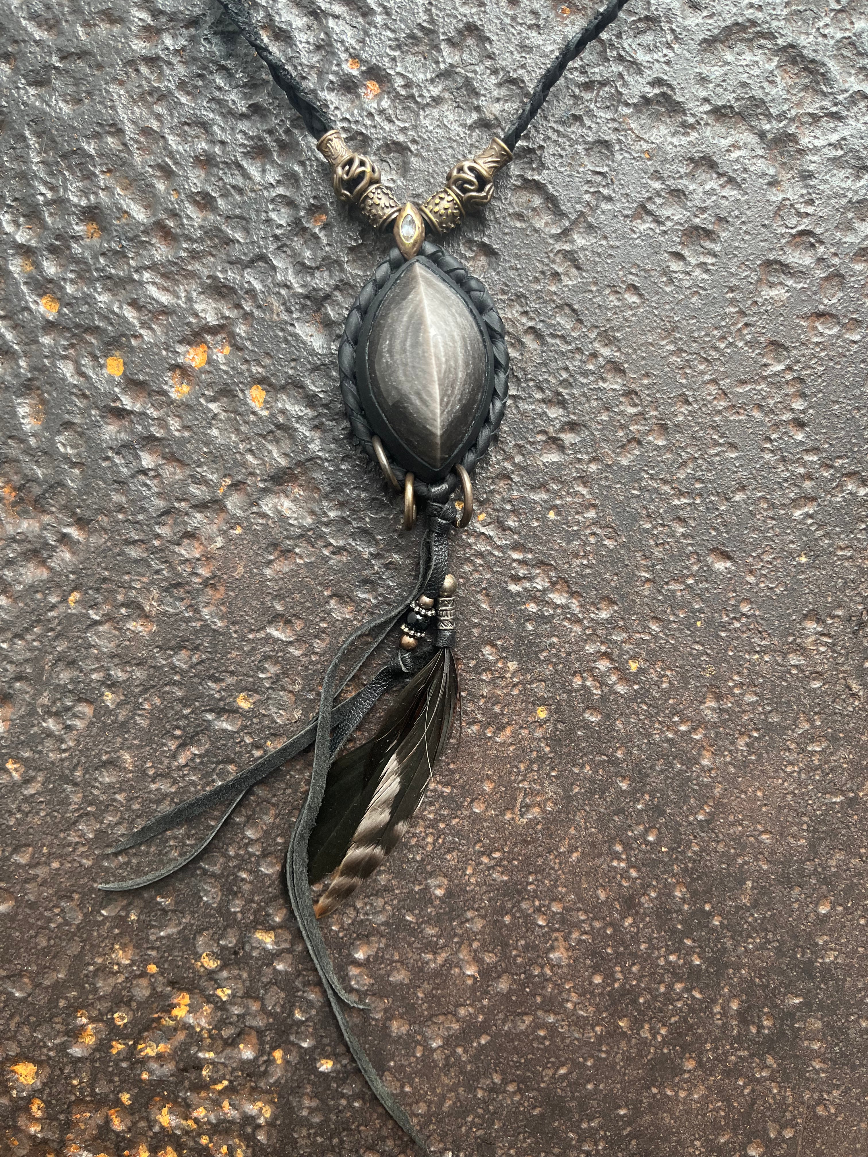 Silver Obsidian Necklace